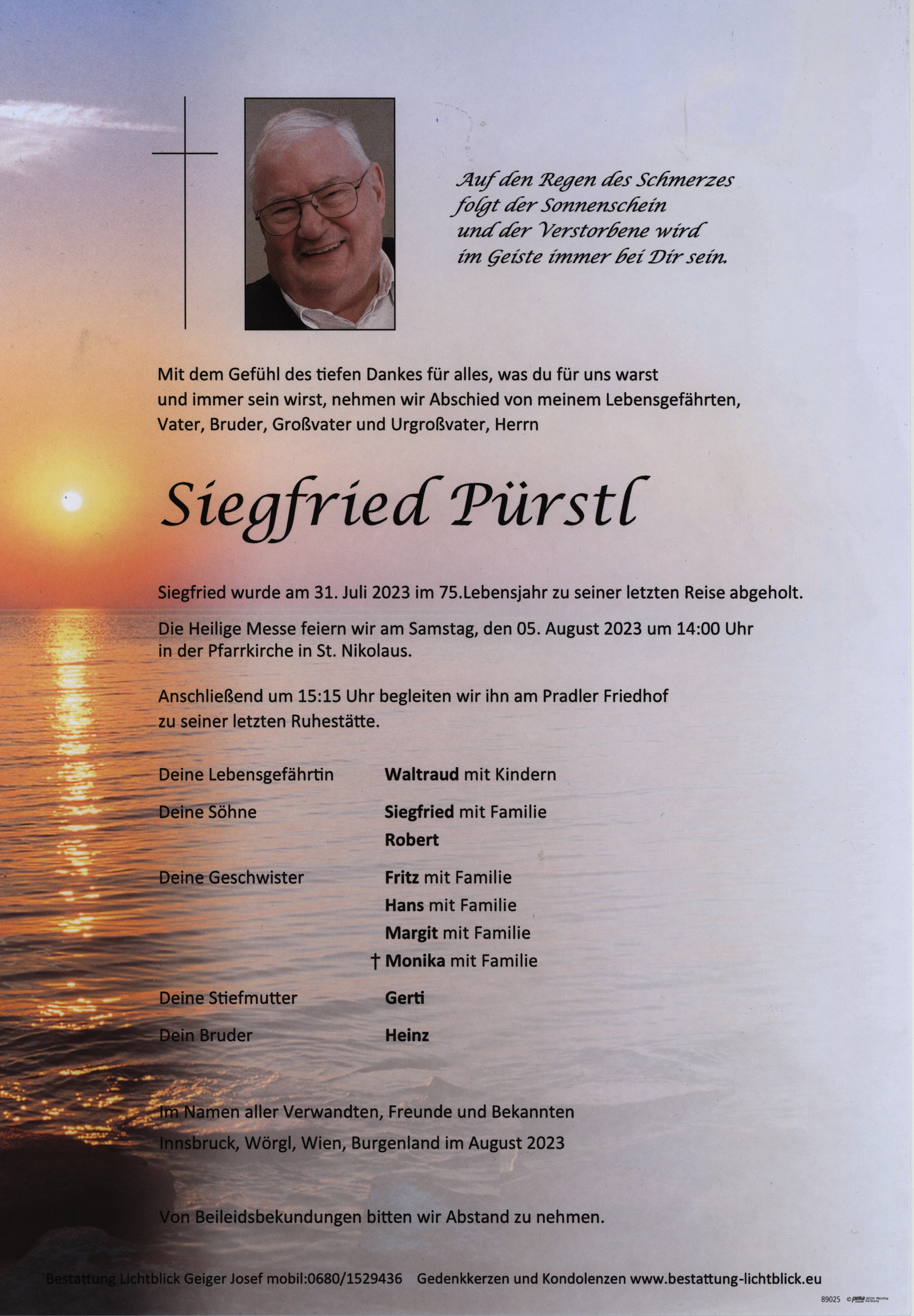 Traueranzeige von Siegfried Pürstl