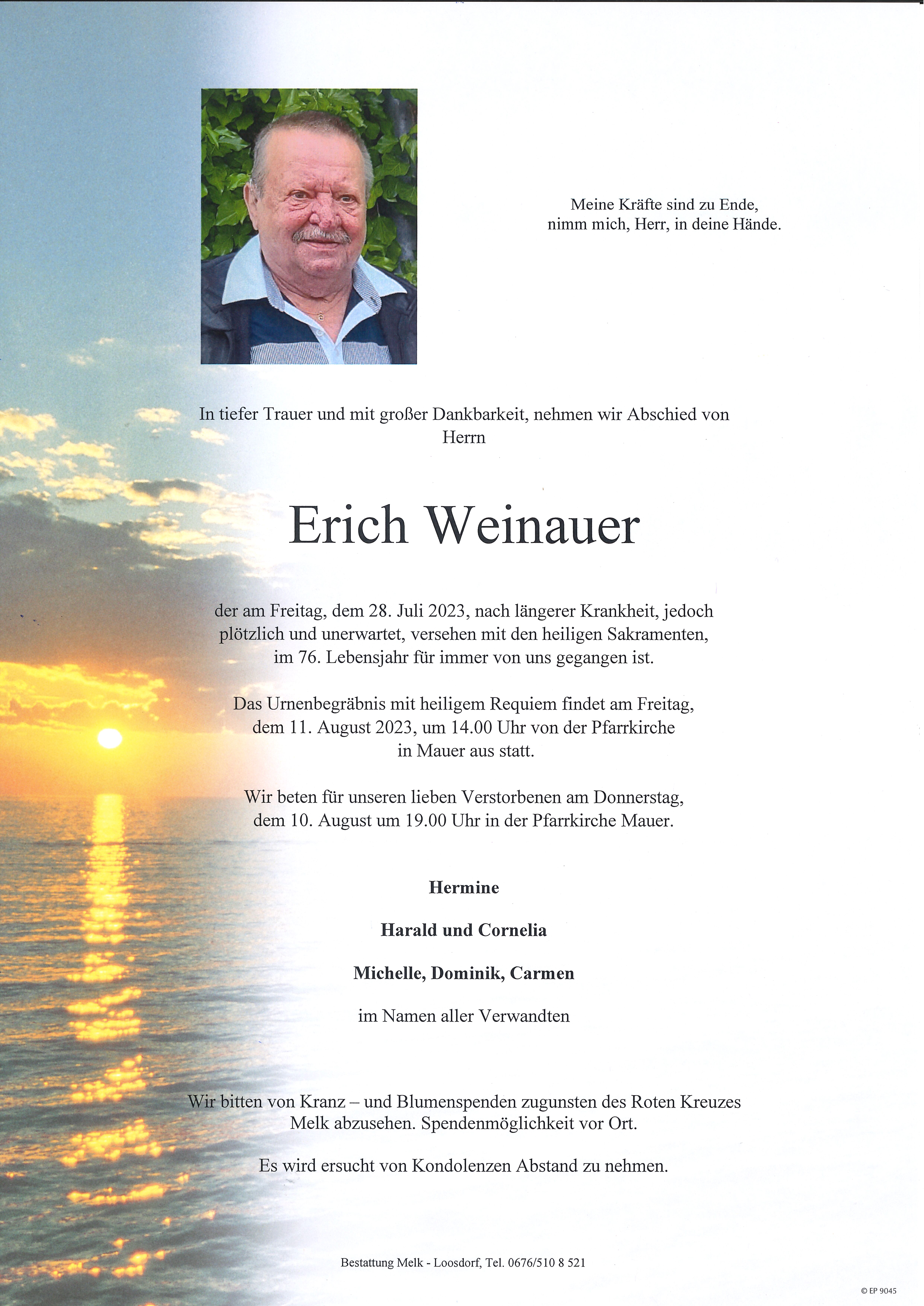 Traueranzeige von Erich Weinauer