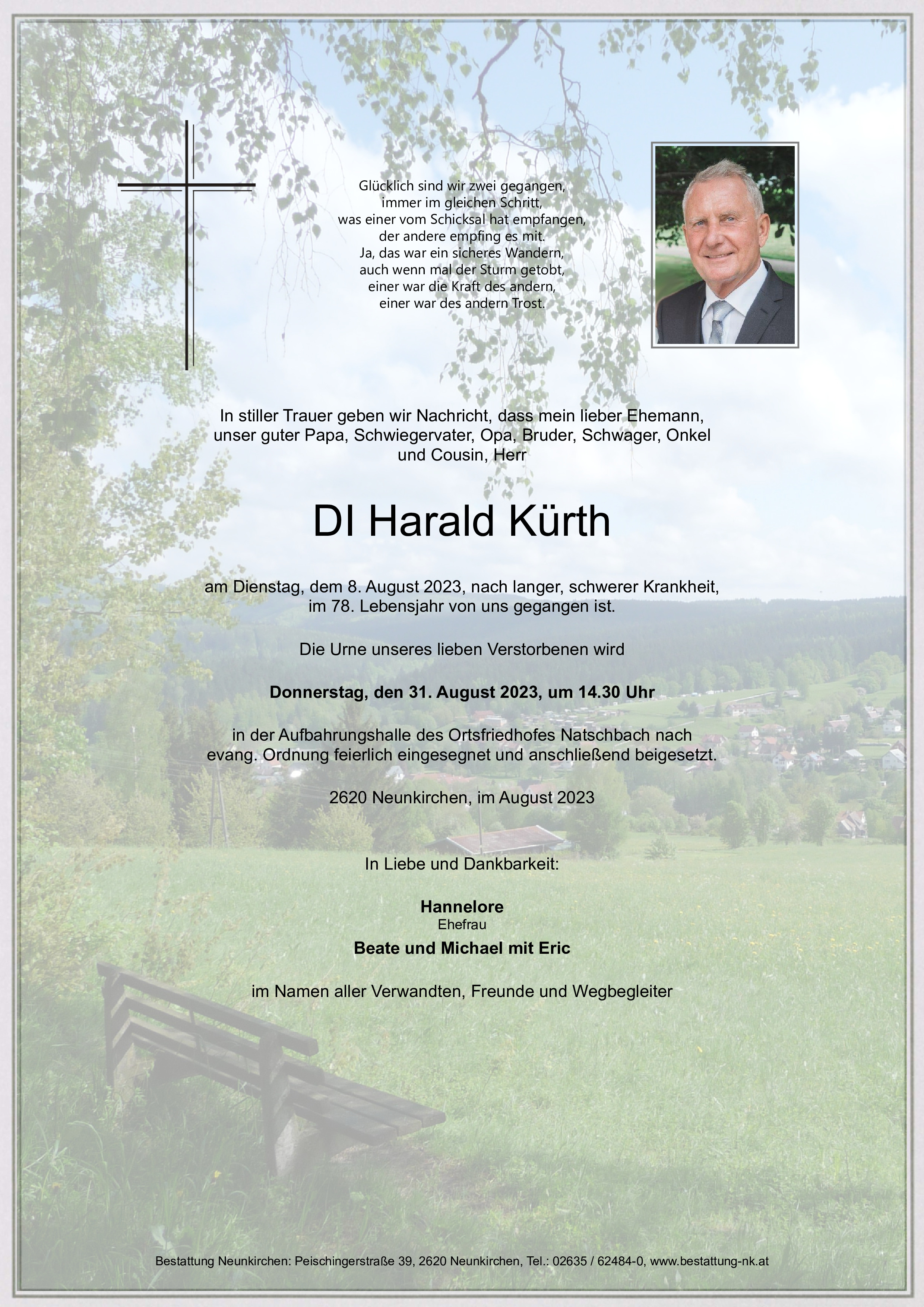 Traueranzeige von DI Harald Kürth