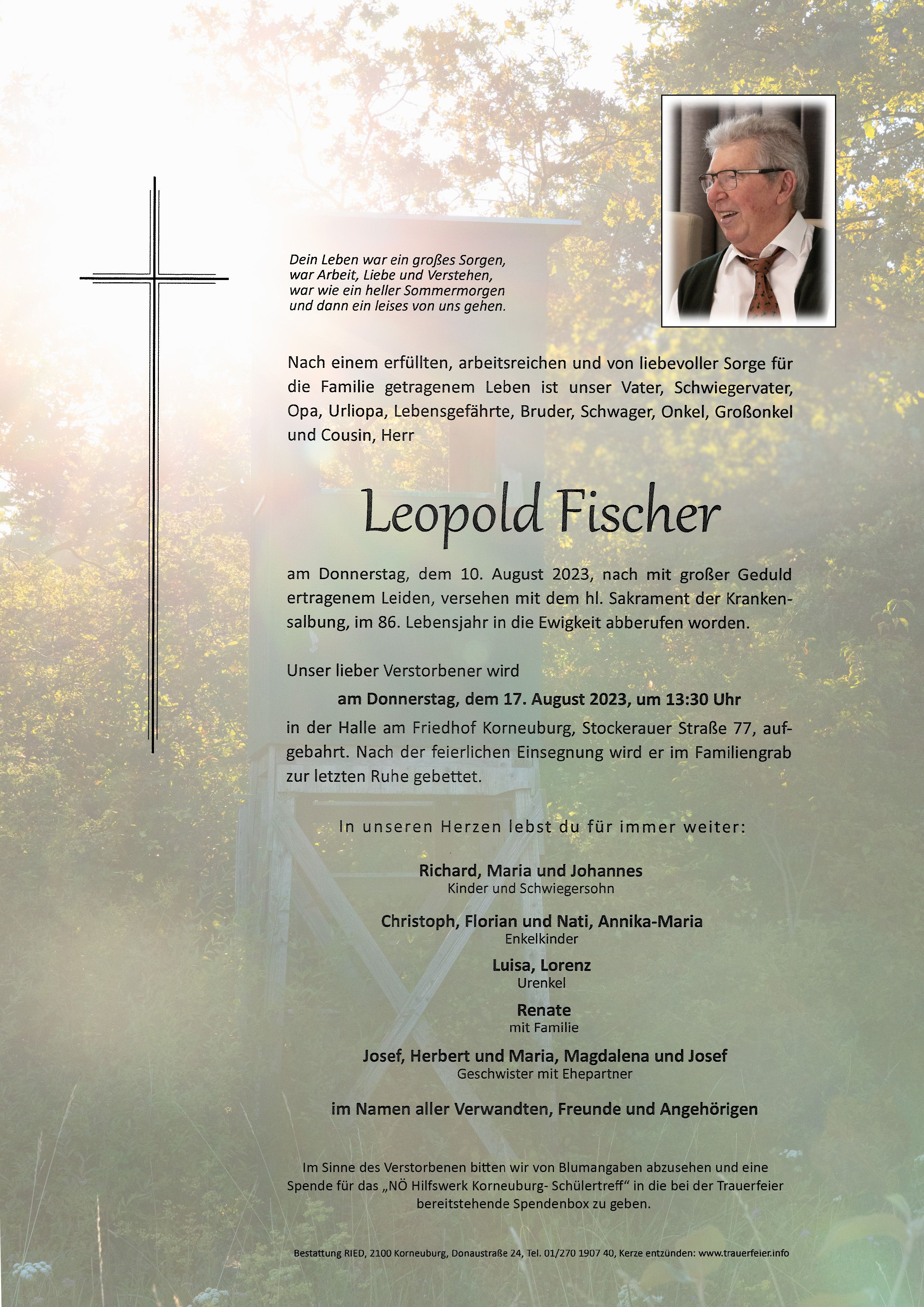 Traueranzeige von Leopold Fischer —