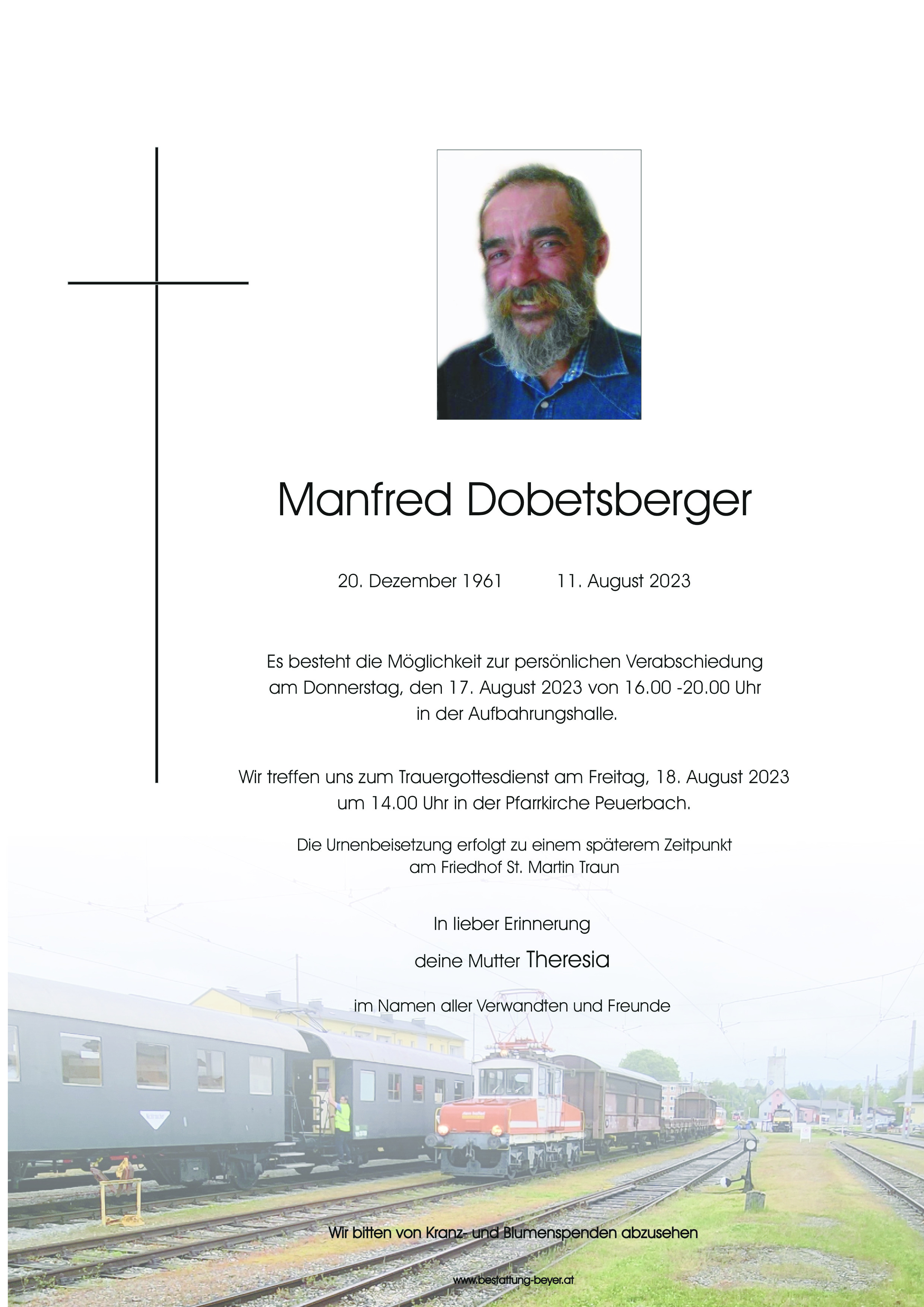 Traueranzeige von Manfred Dobetsberger