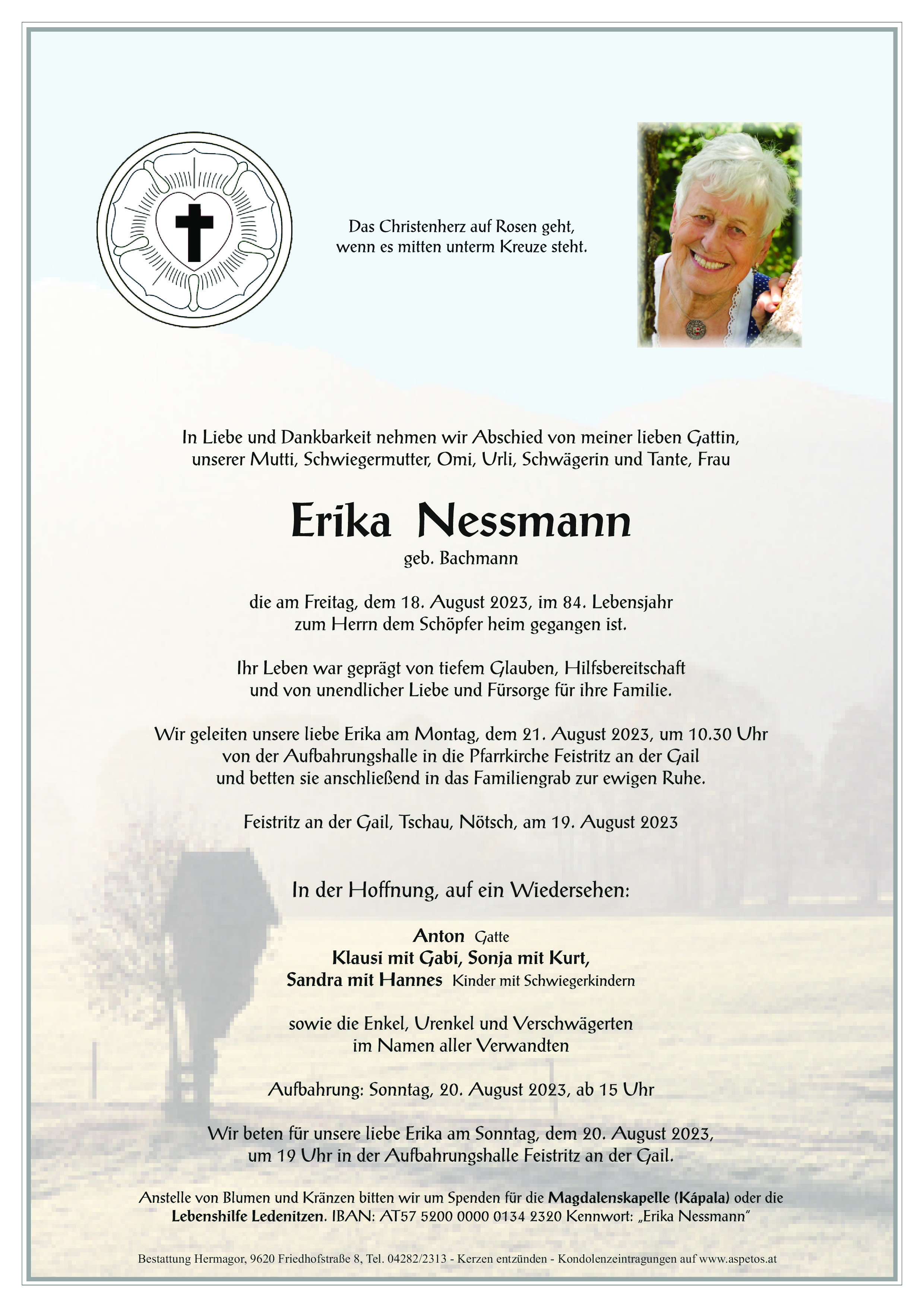 Traueranzeige von Erika Nessmann
