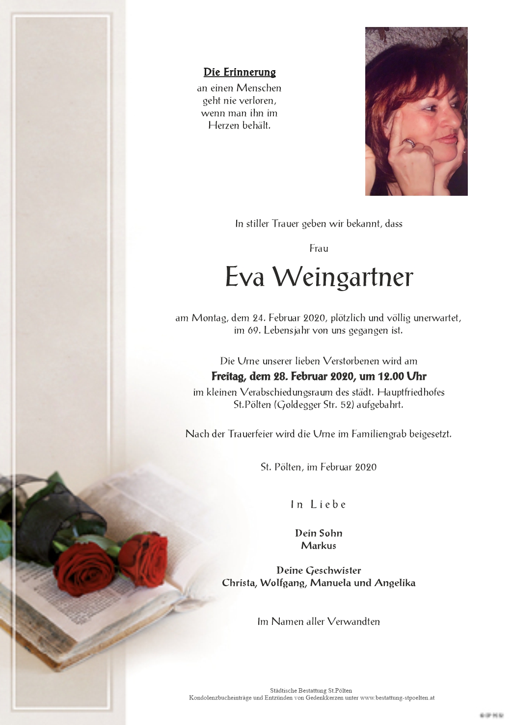 Traueranzeige von Eva Weingartner