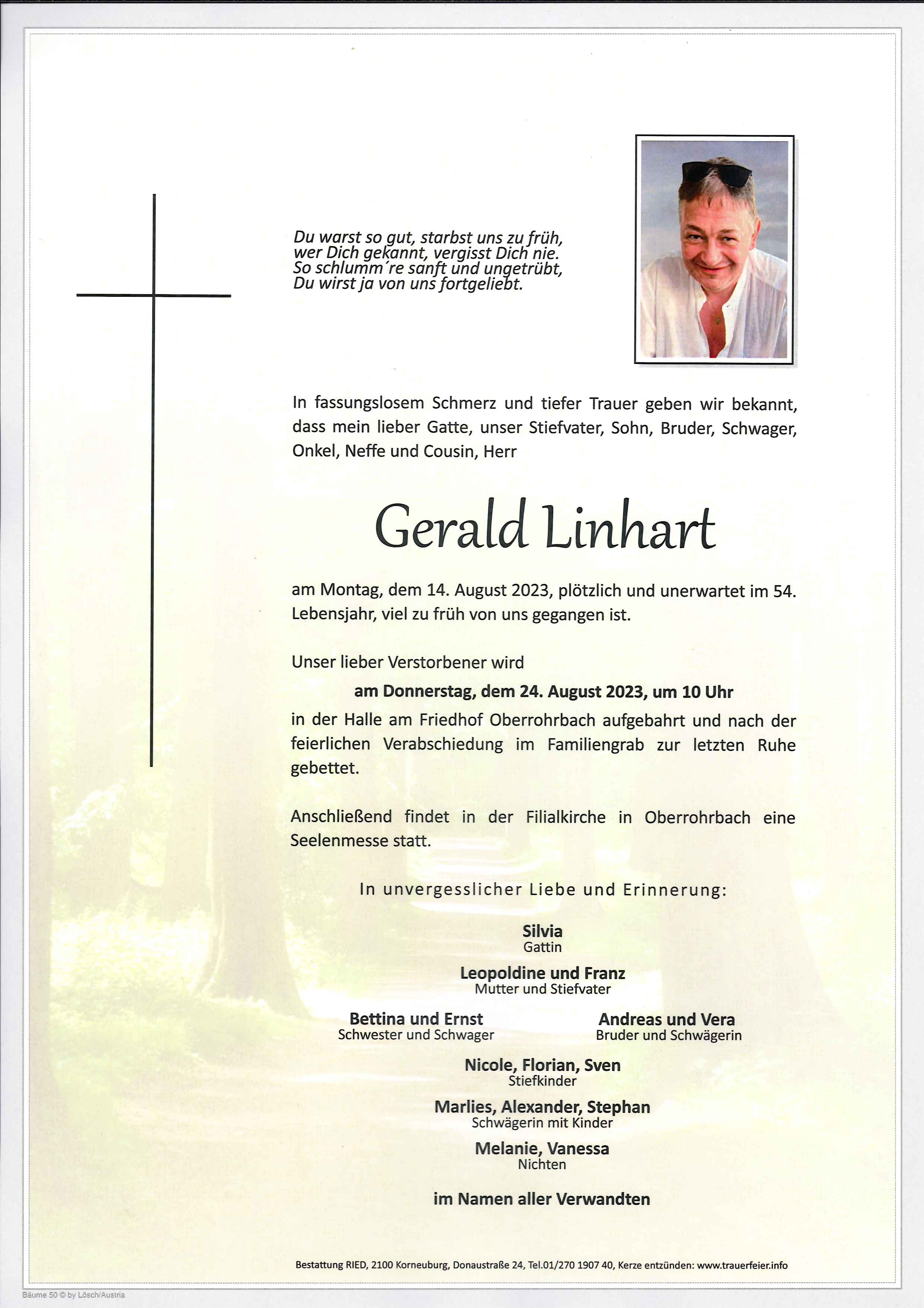 Traueranzeige von Gerald Linhart