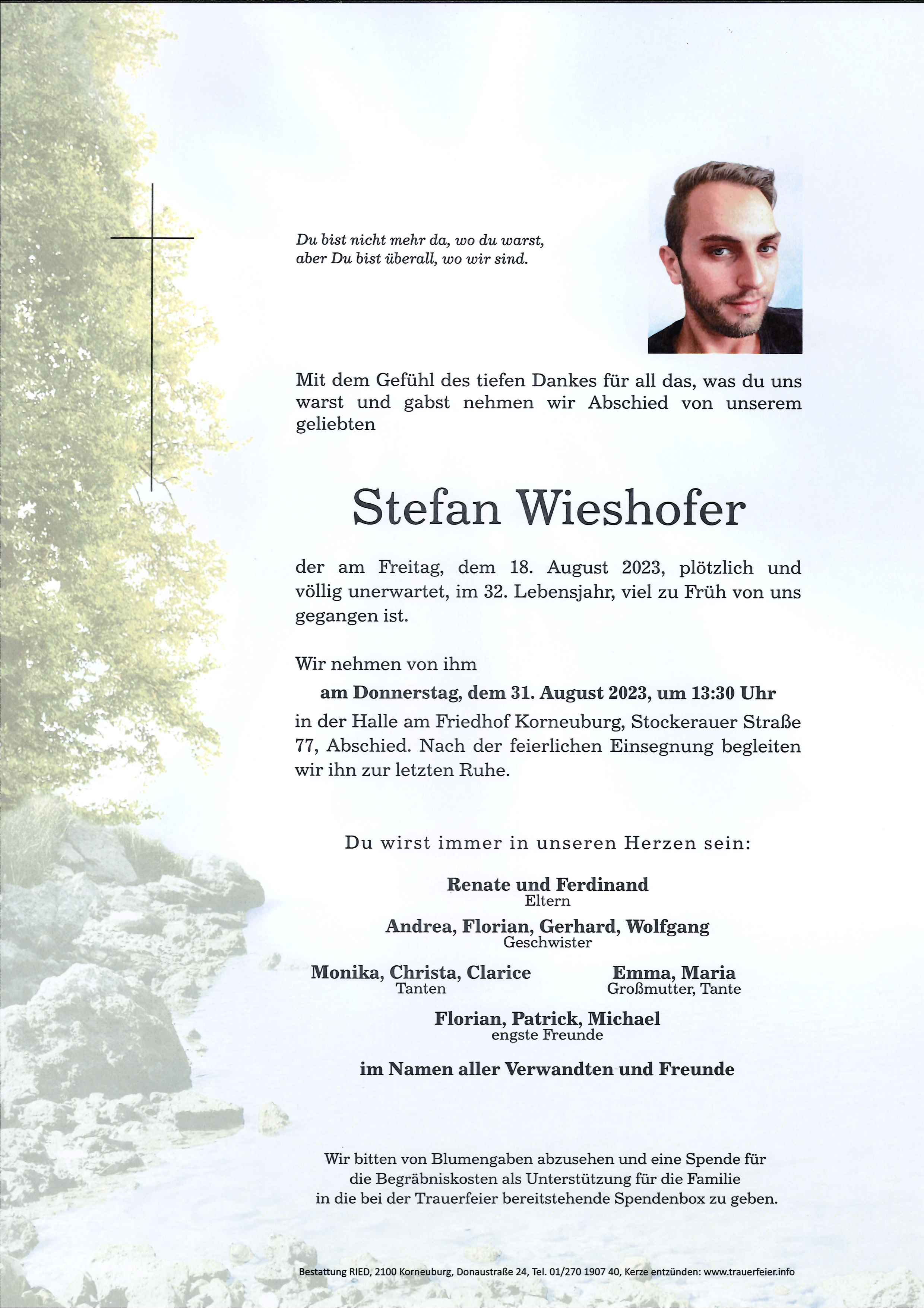 Traueranzeige von Stefan Wieshofer