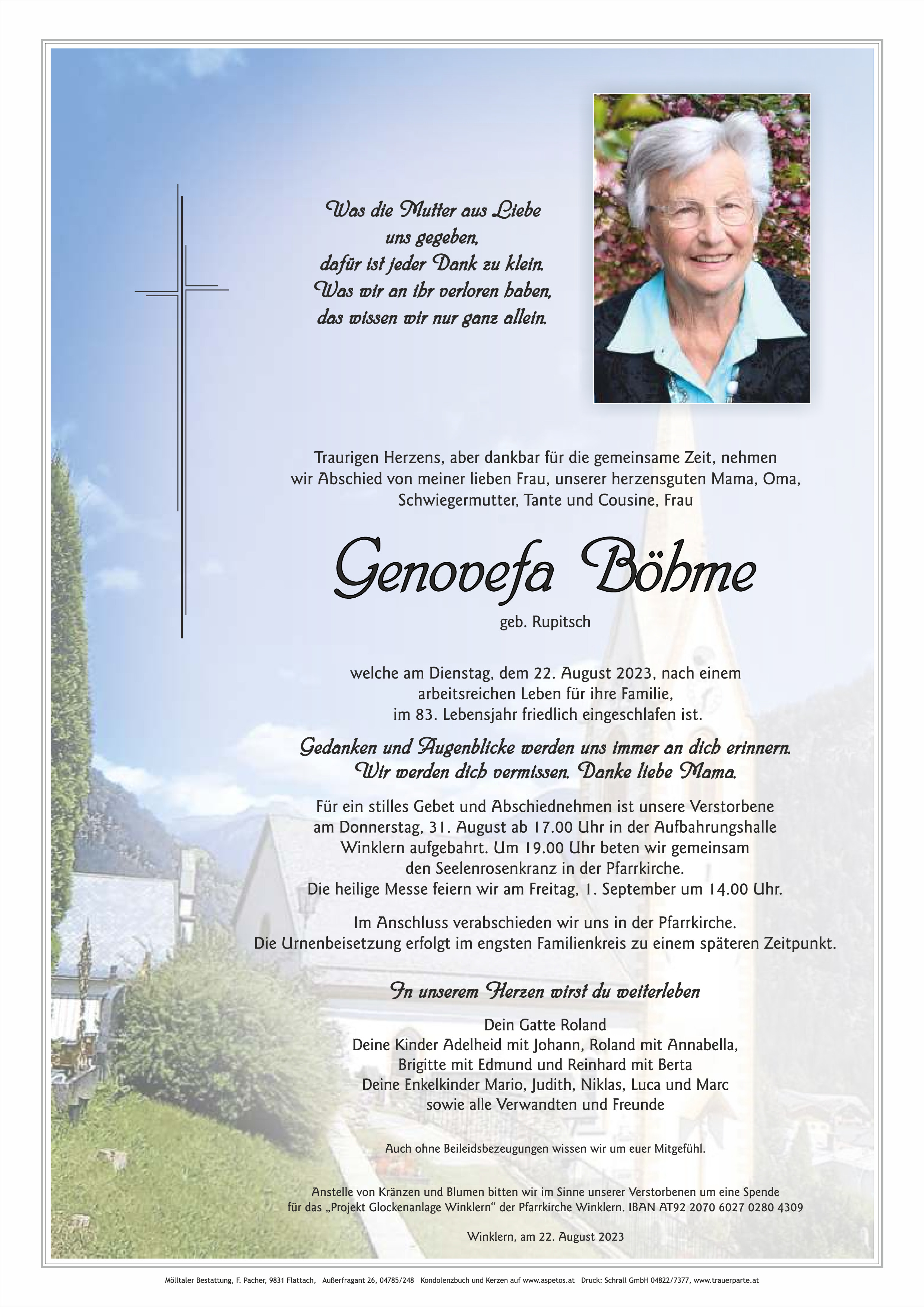 Traueranzeige von Genovefa Böhme
