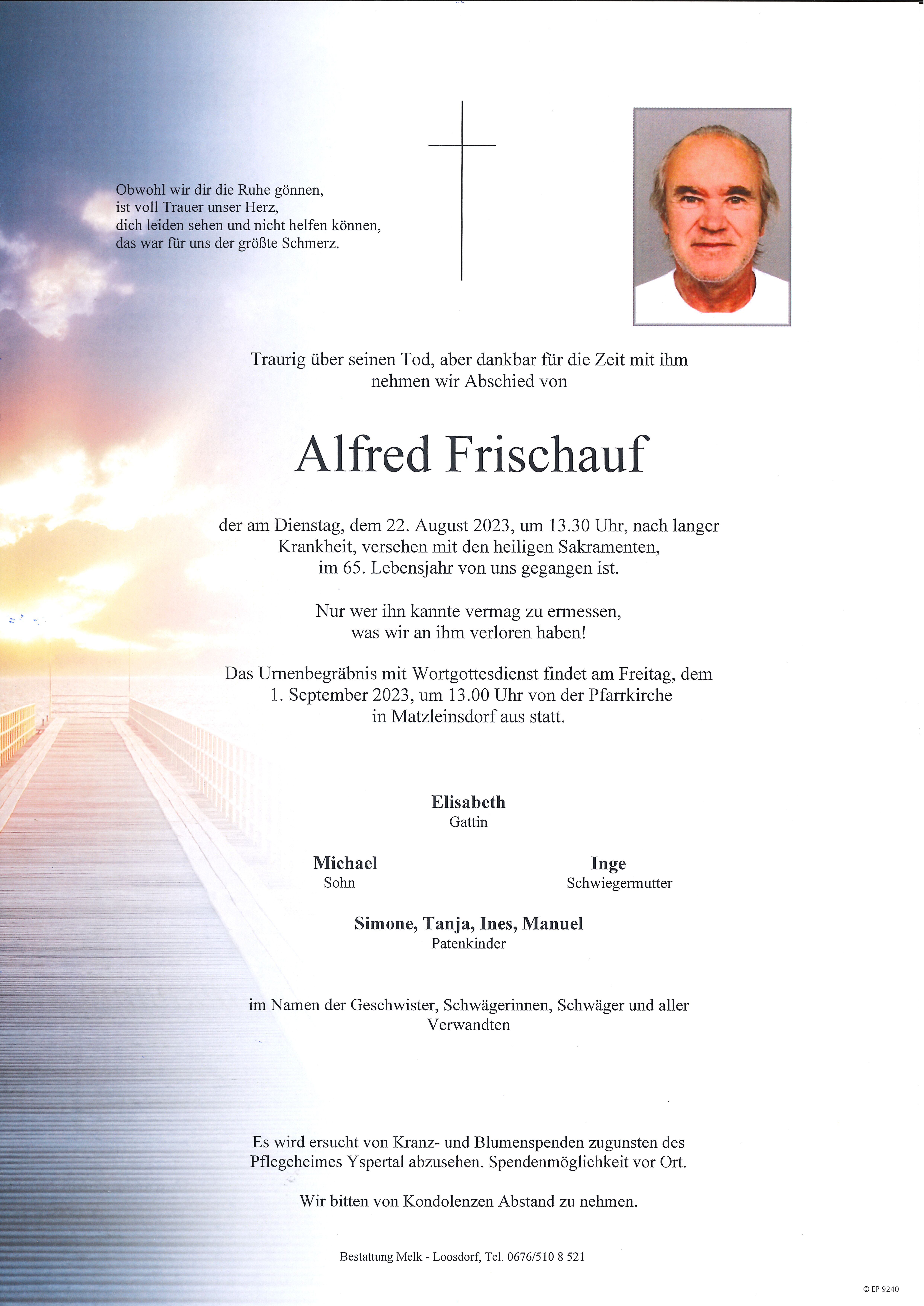 Traueranzeige von Alfred Frischauf