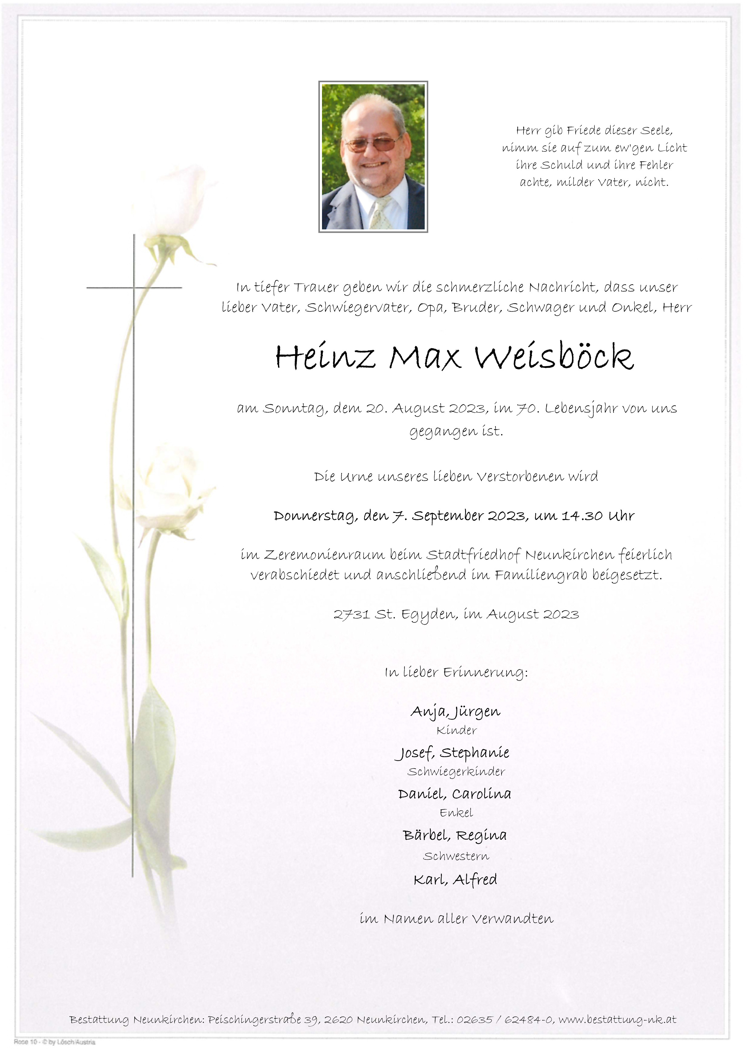 Traueranzeige von Heinz Max Weisböck