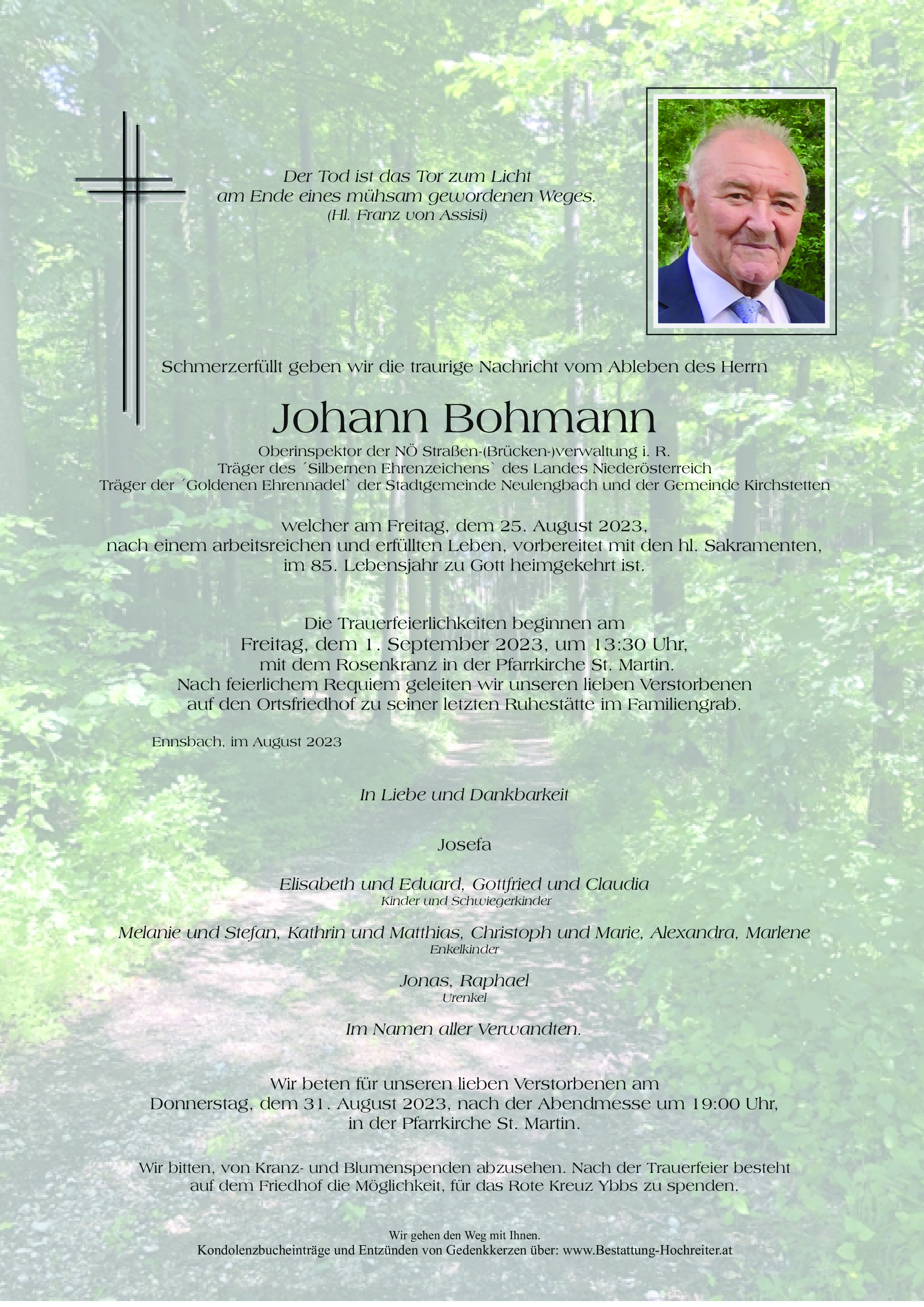 Traueranzeige von Johann Bohmann