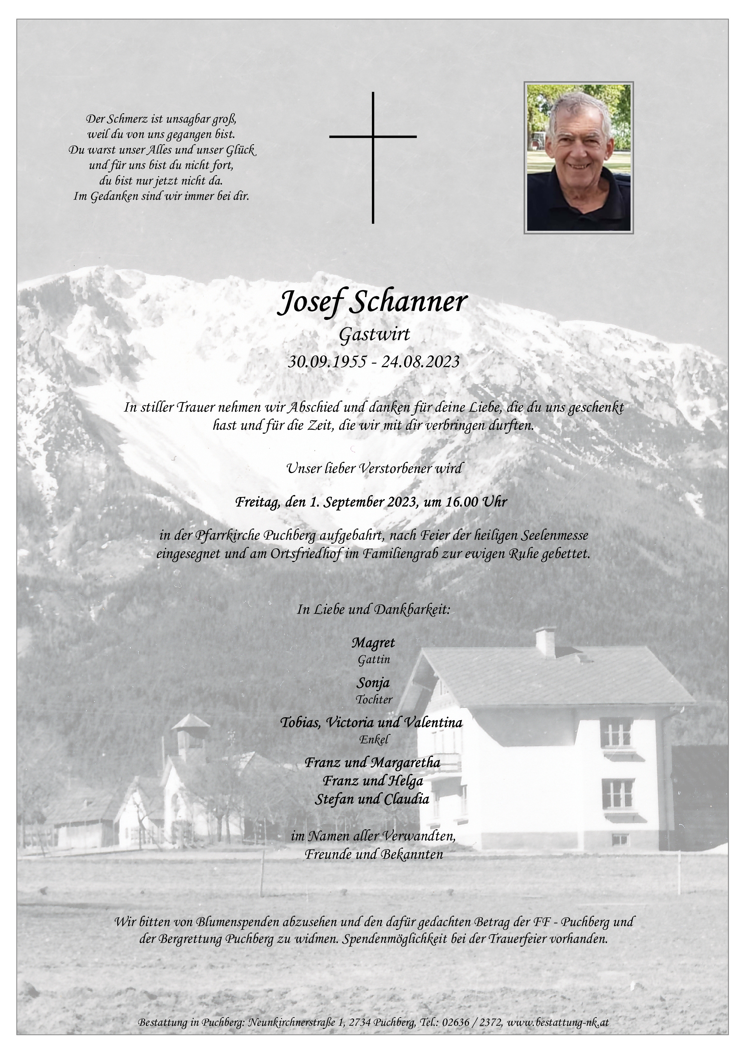 Traueranzeige von Josef Schanner