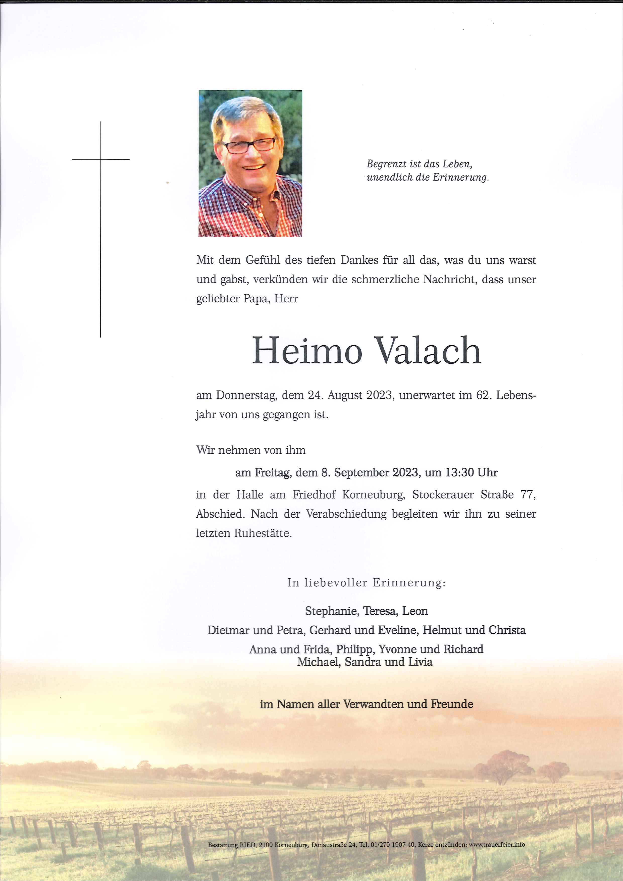 Traueranzeige von Heimo Valach