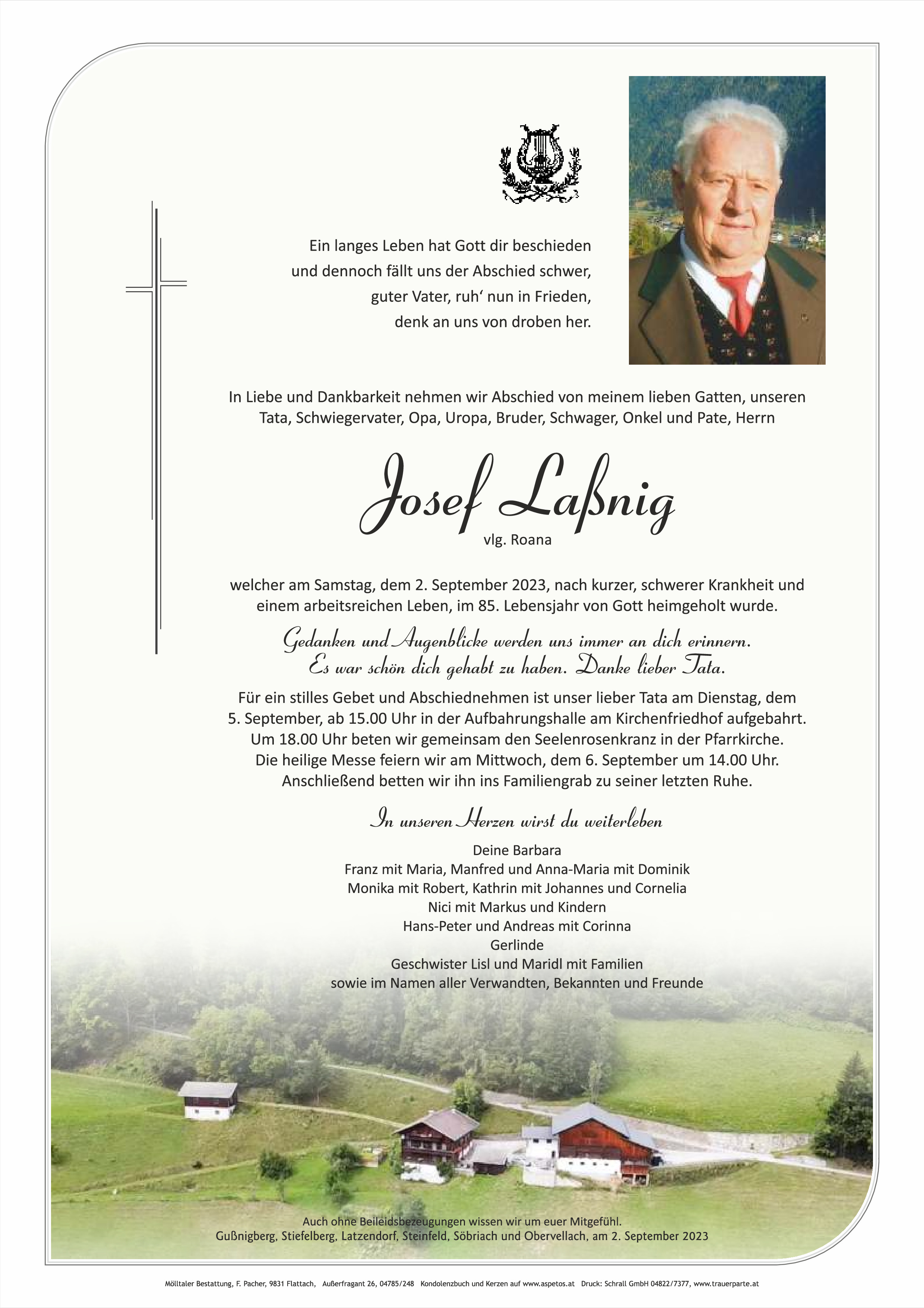 Traueranzeige von Josef Laßnig