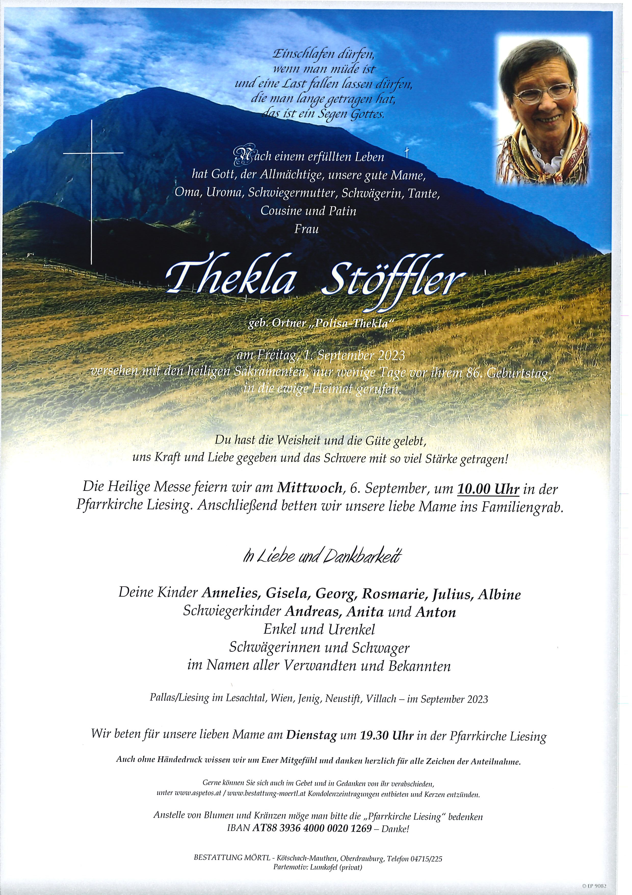 Traueranzeige von Thekla Stöffler