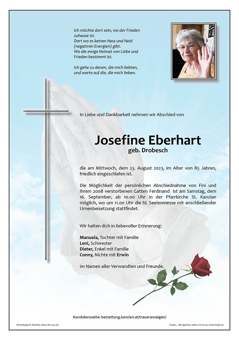 Traueranzeige von Josefine Eberhart