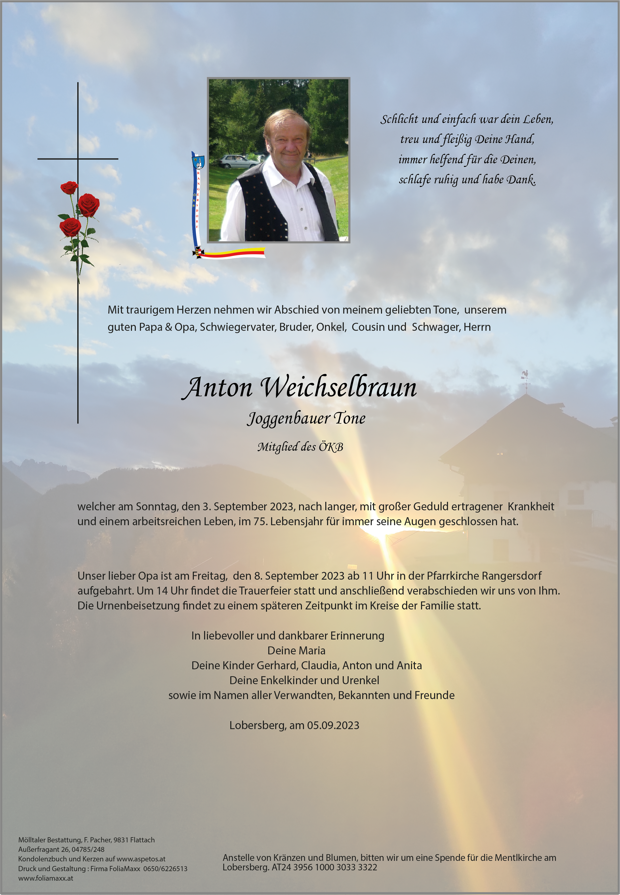 Traueranzeige von Anton Weichselbraun