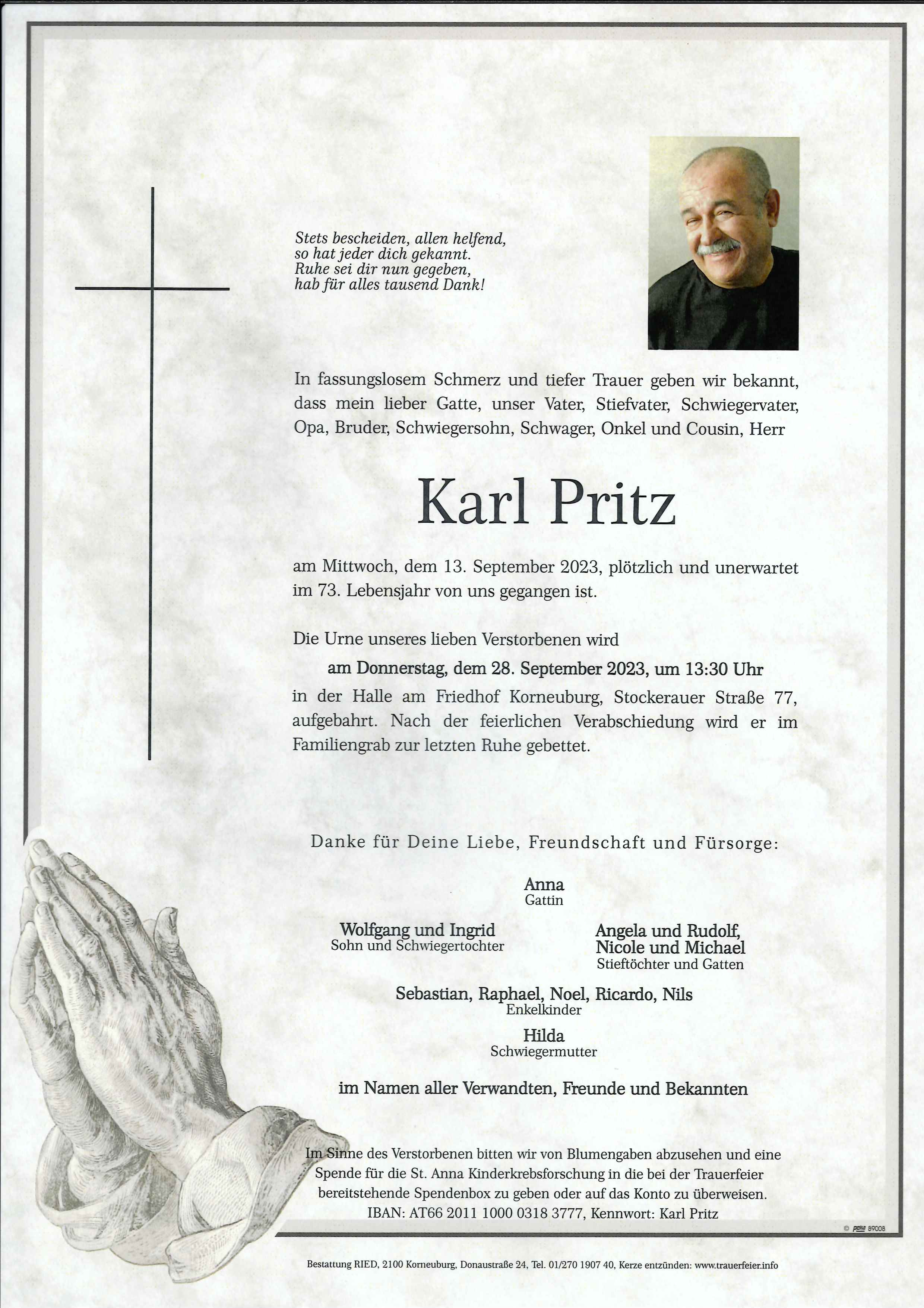 Traueranzeige von Karl Pritz