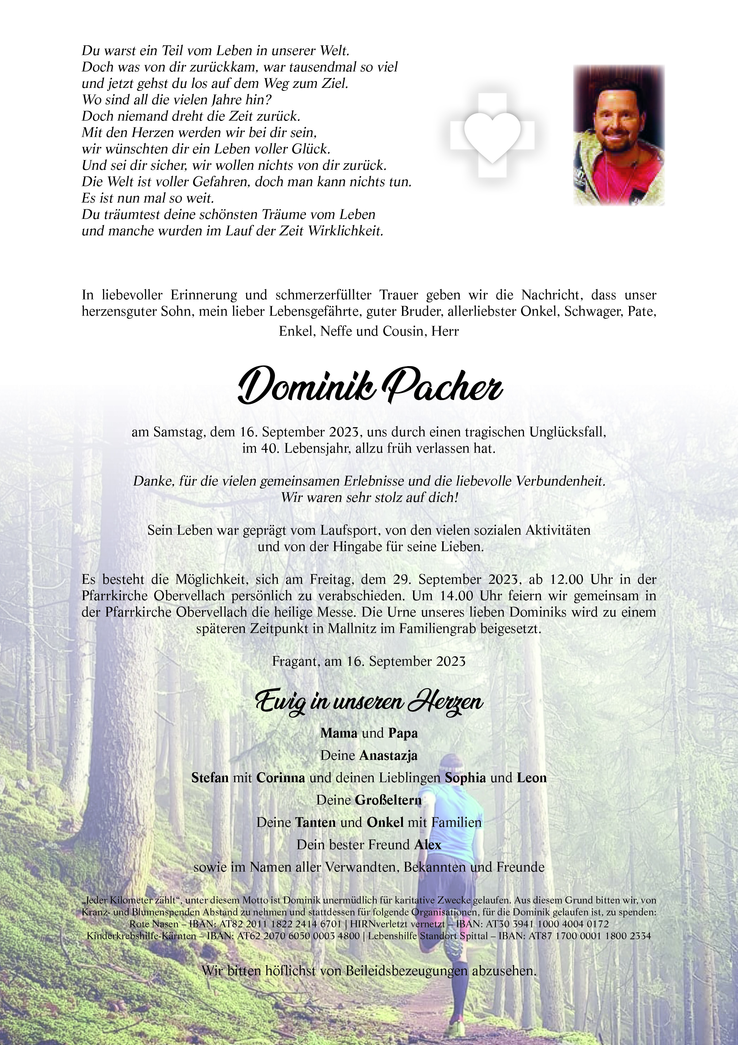 Traueranzeige von Dominik Franz Pacher