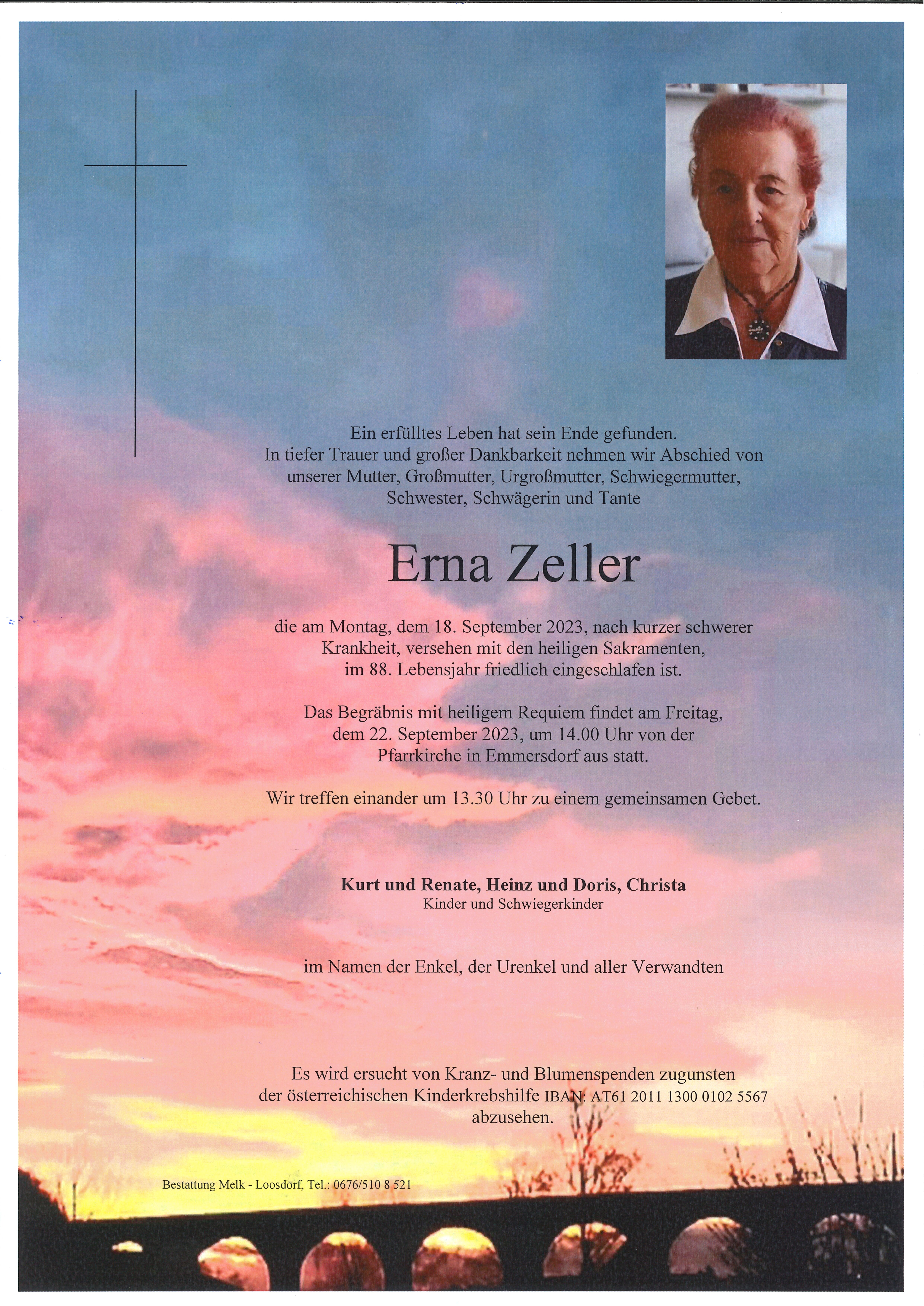Traueranzeige von Erna Zeller