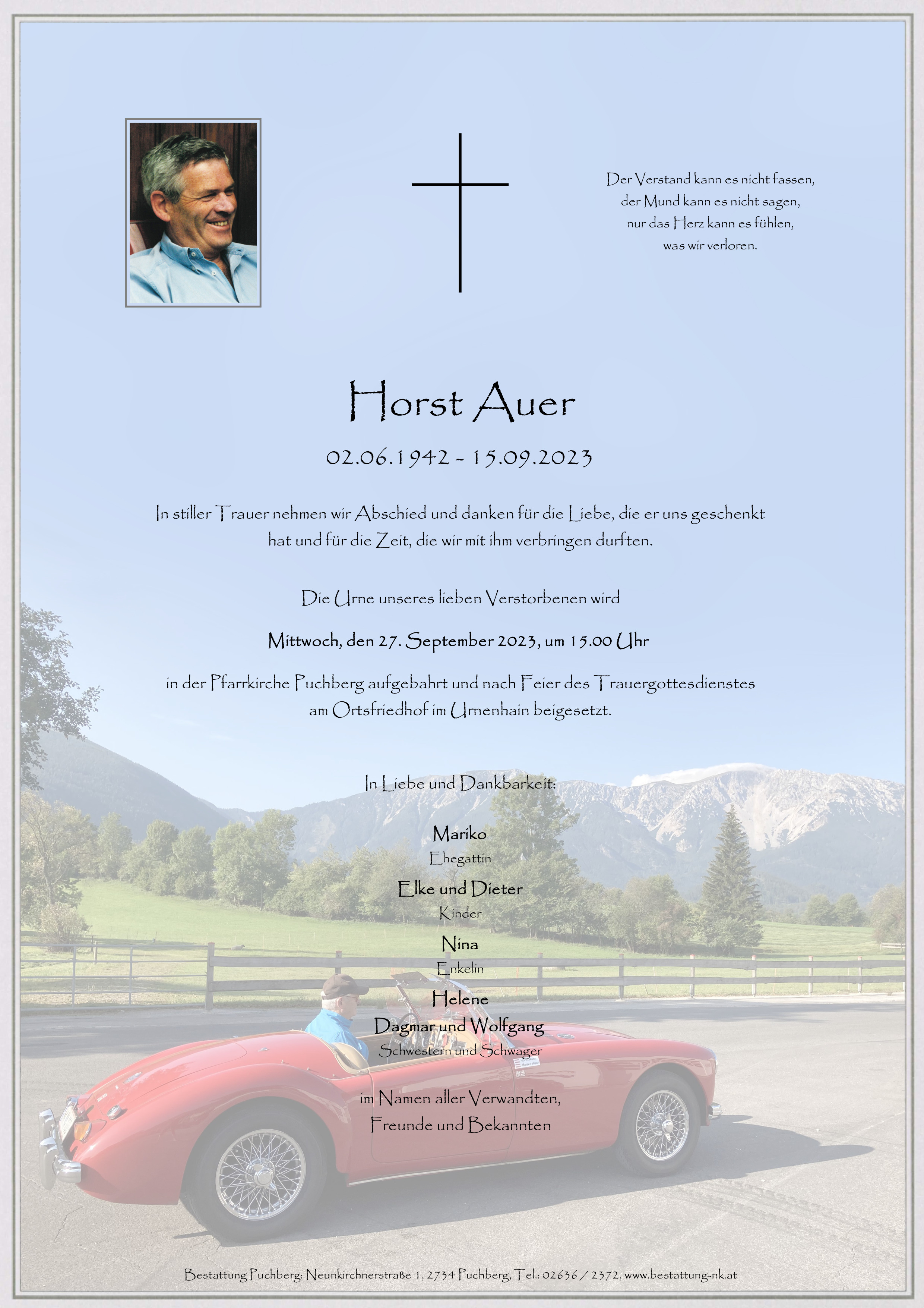 Traueranzeige von Horst Auer