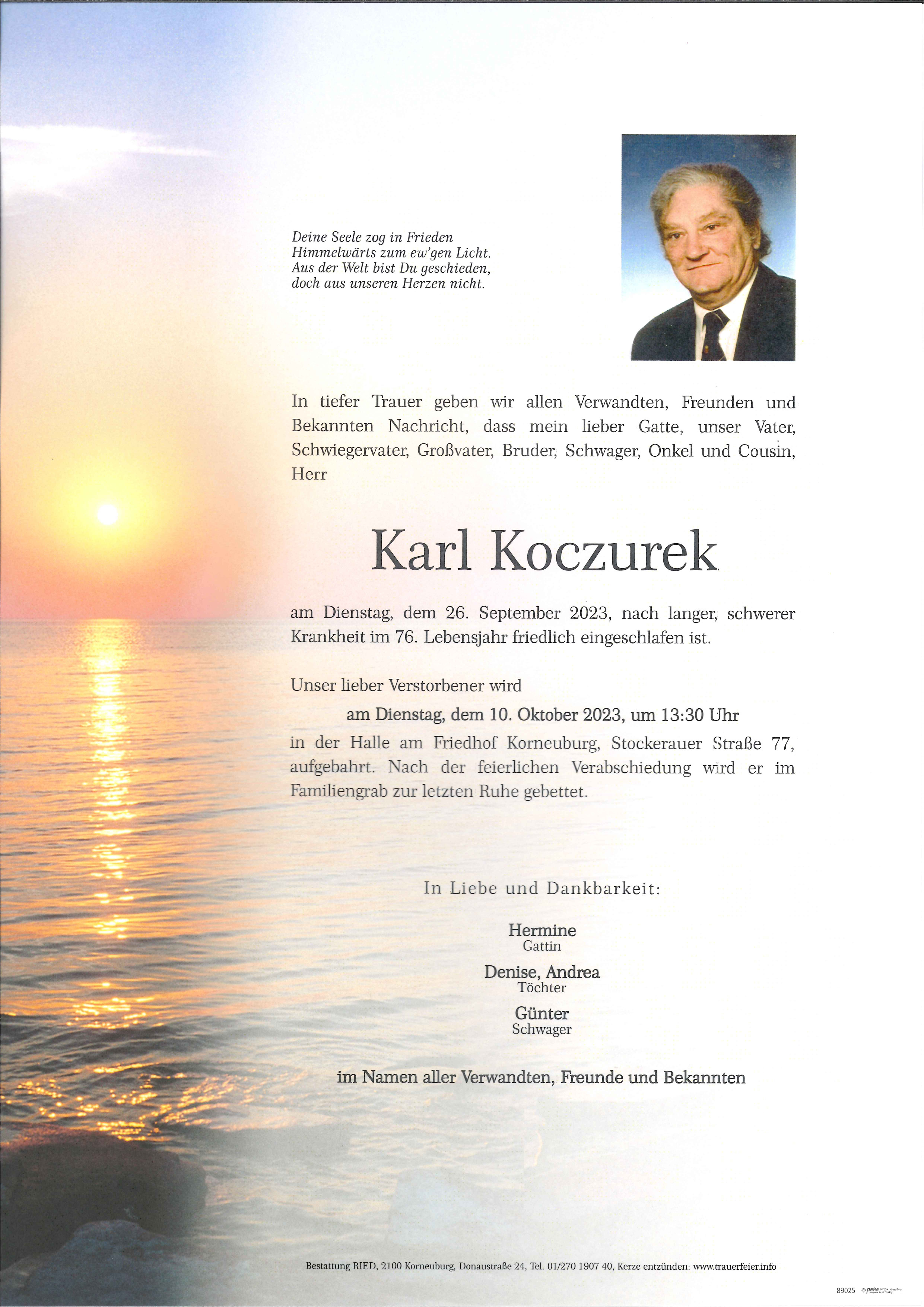 Traueranzeige von Karl Koczurek
