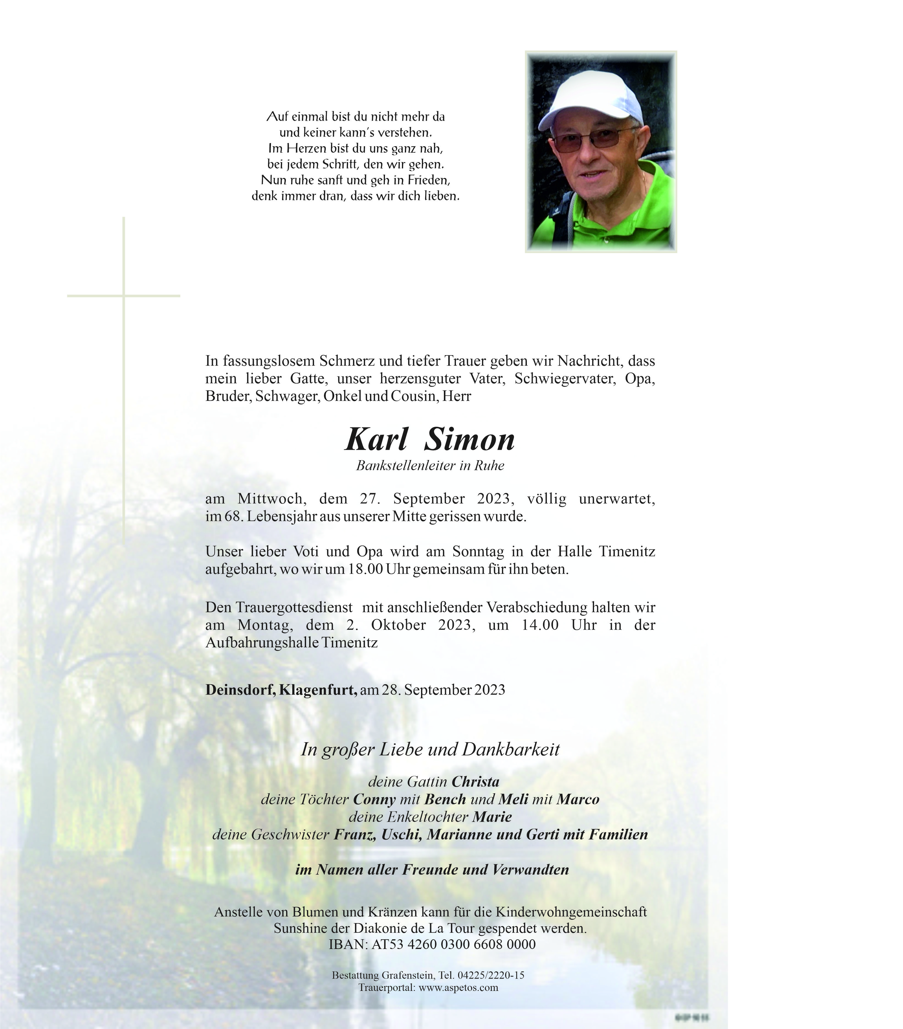 Traueranzeige von Karl Simon —
