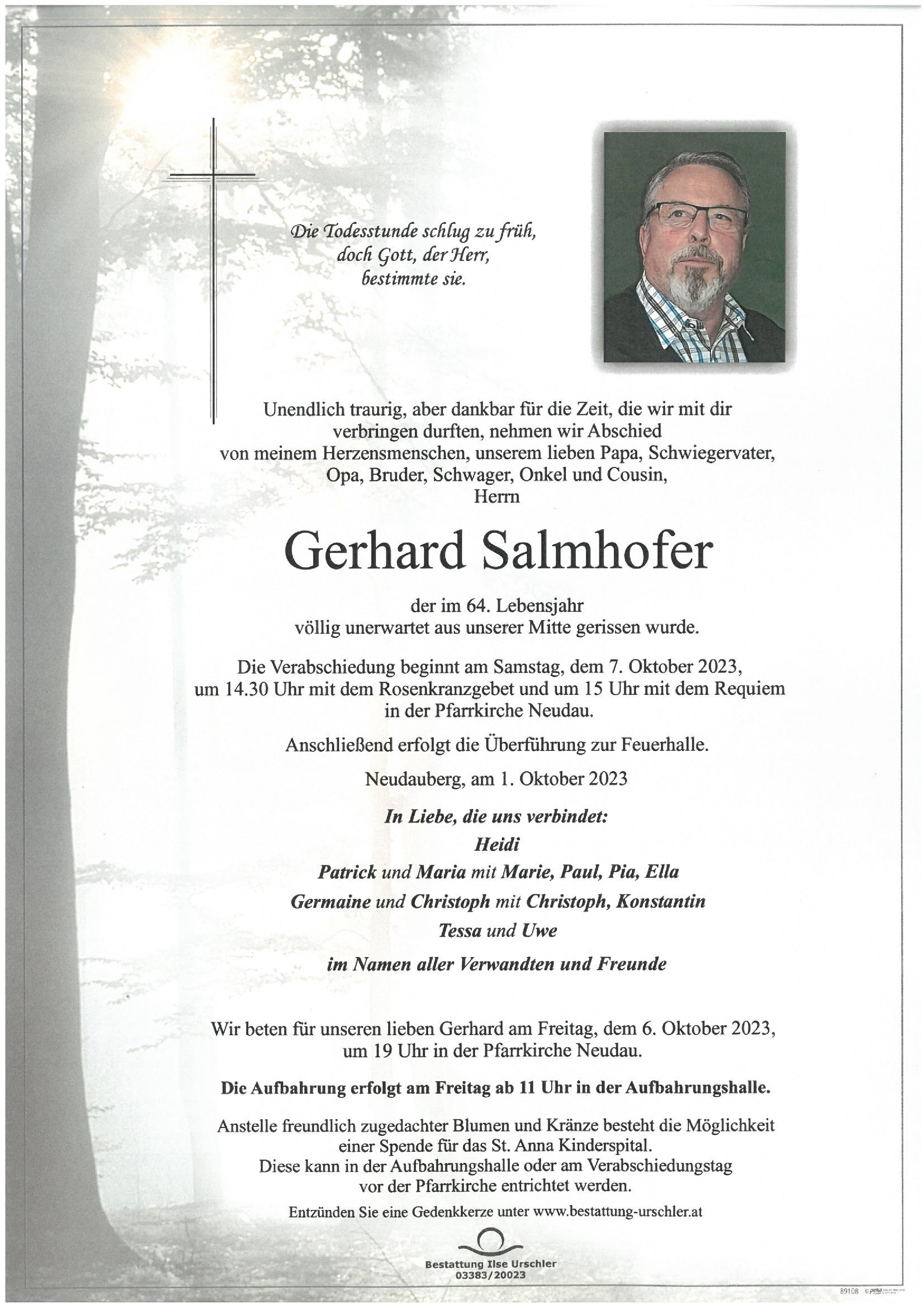 Traueranzeige von Gerhard Salmhofer