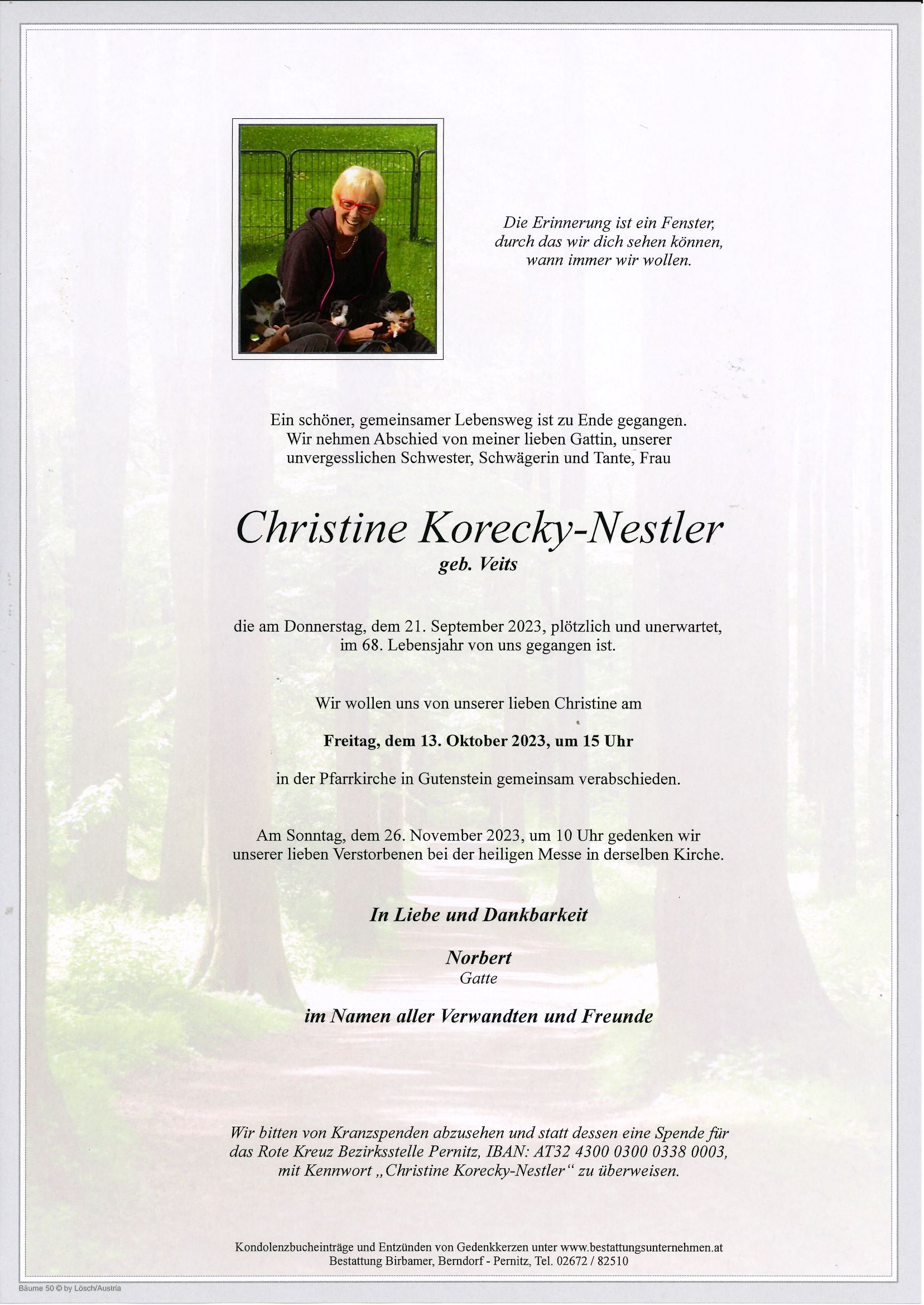Traueranzeige von Christine Korecky-Nestler
