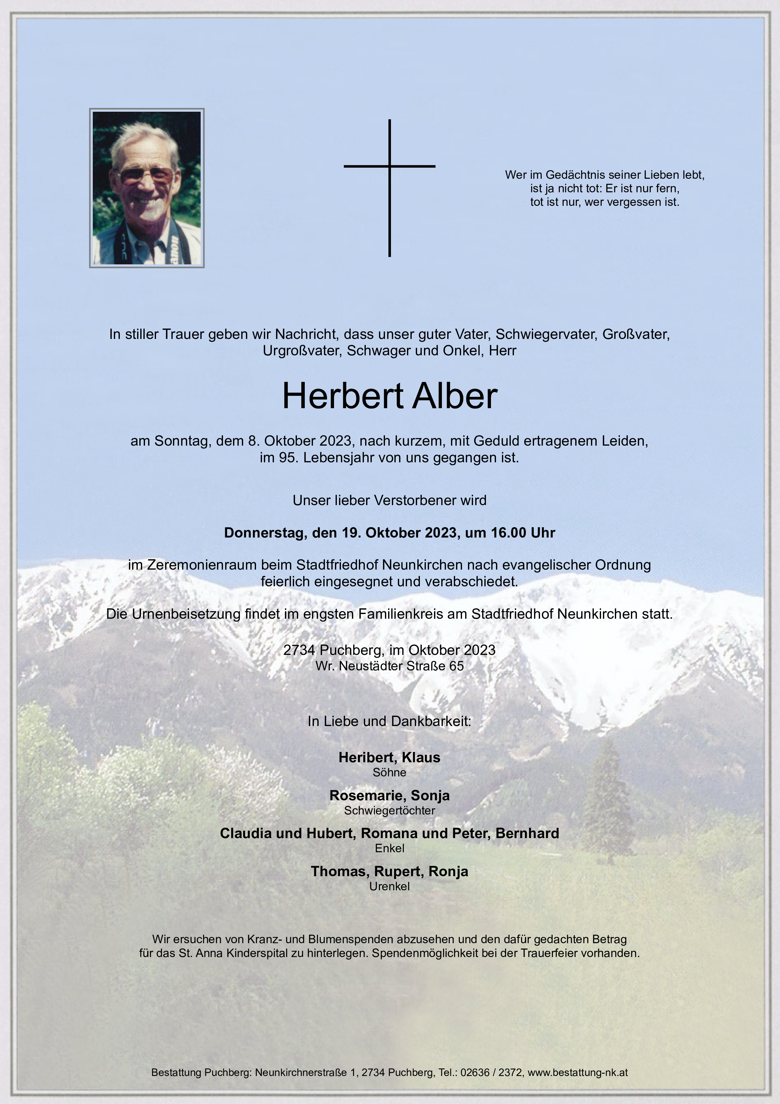 Traueranzeige von Herbert Alber