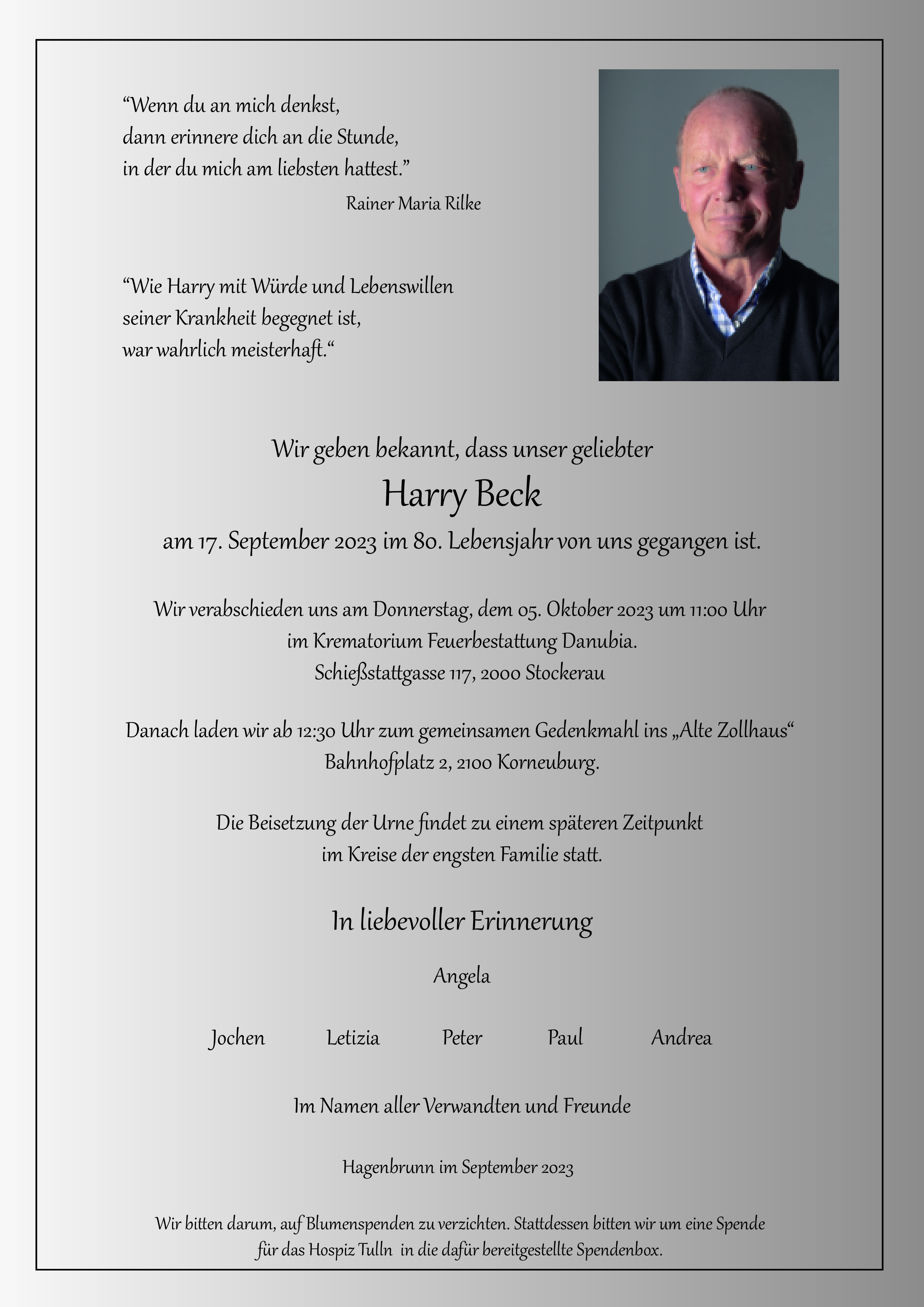 Traueranzeige von Hartmut  Beck