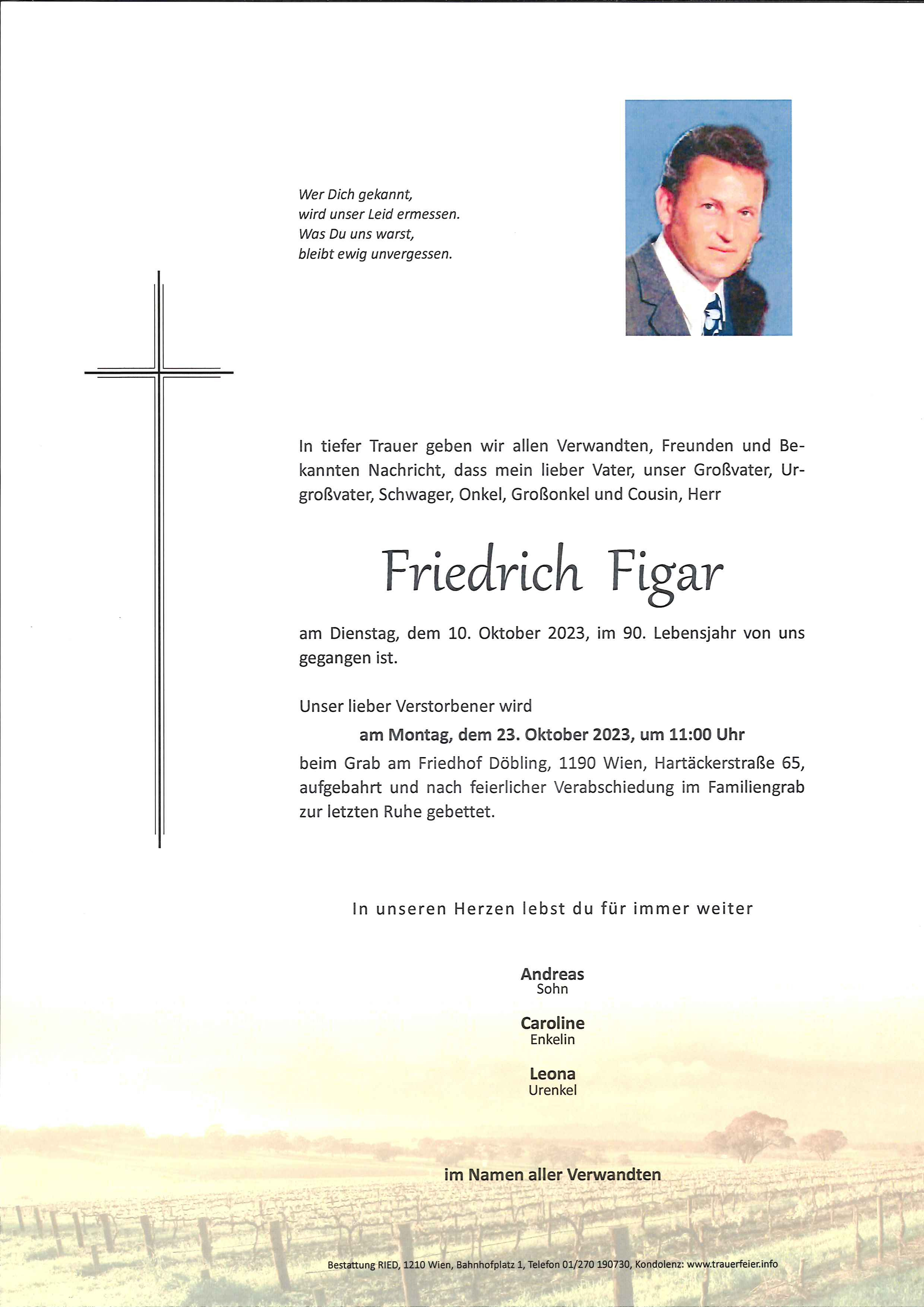 Traueranzeige von Friedrich Figar