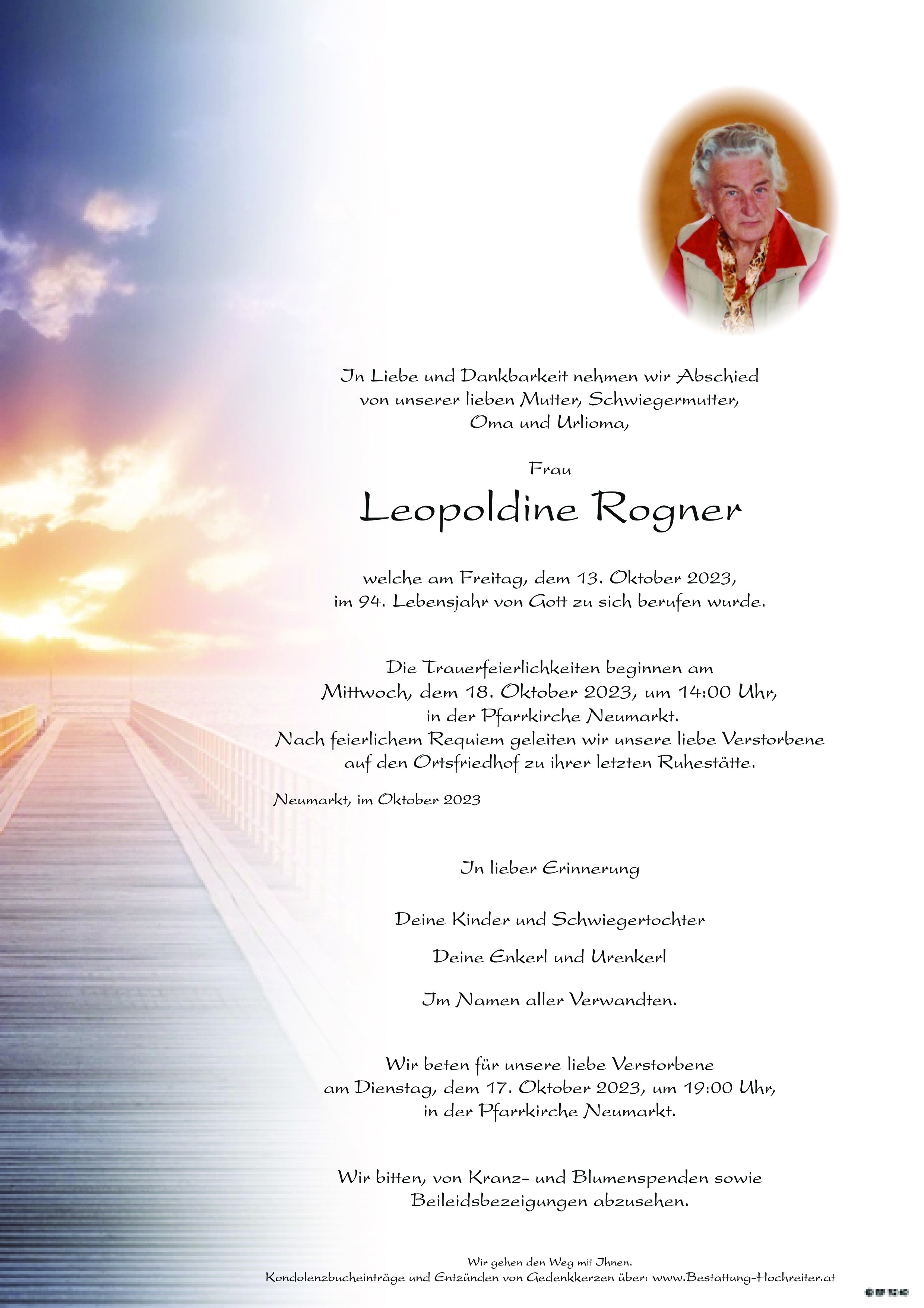 Traueranzeige von Leopoldine Rogner