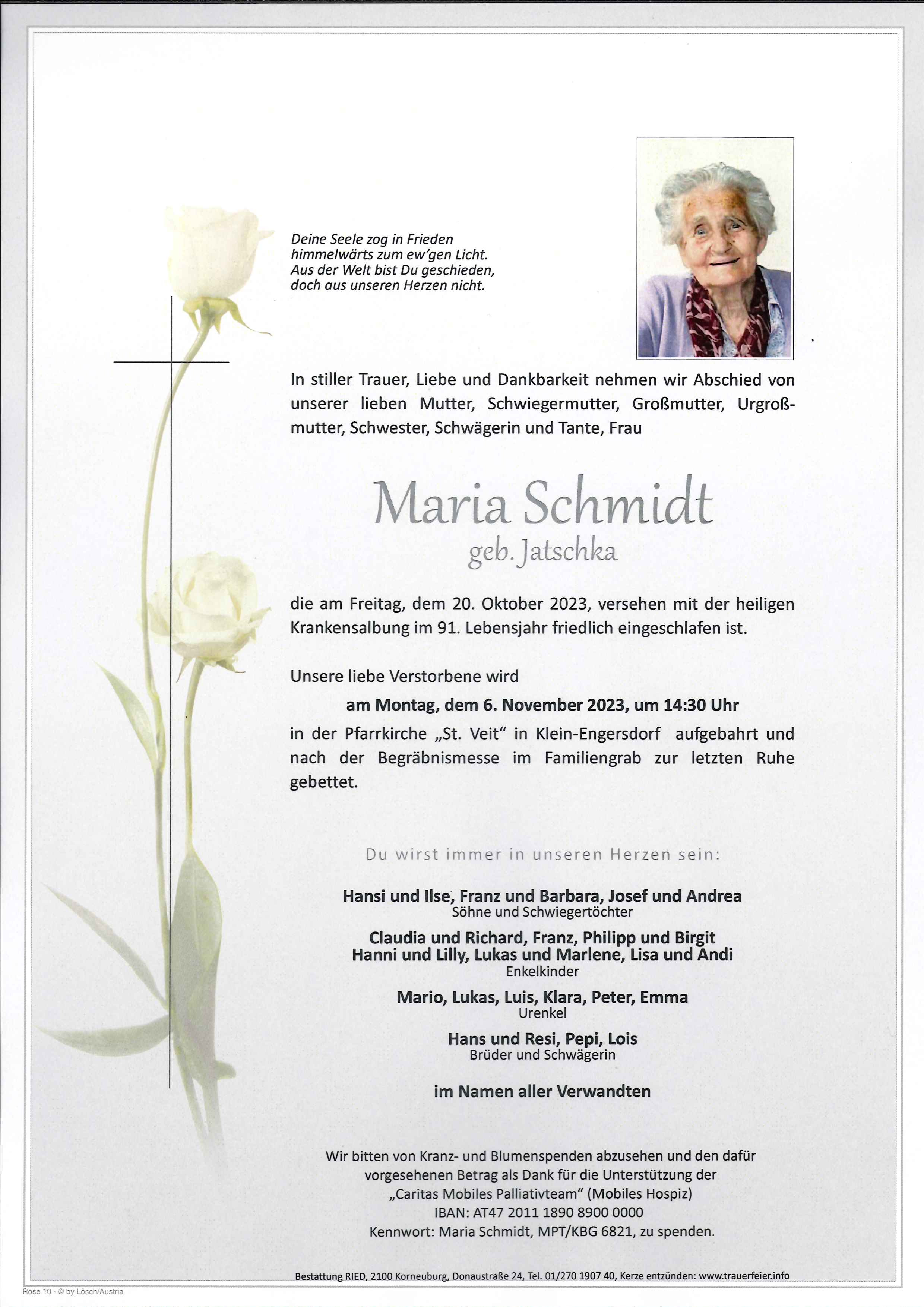 Traueranzeige von Maria  Schmidt