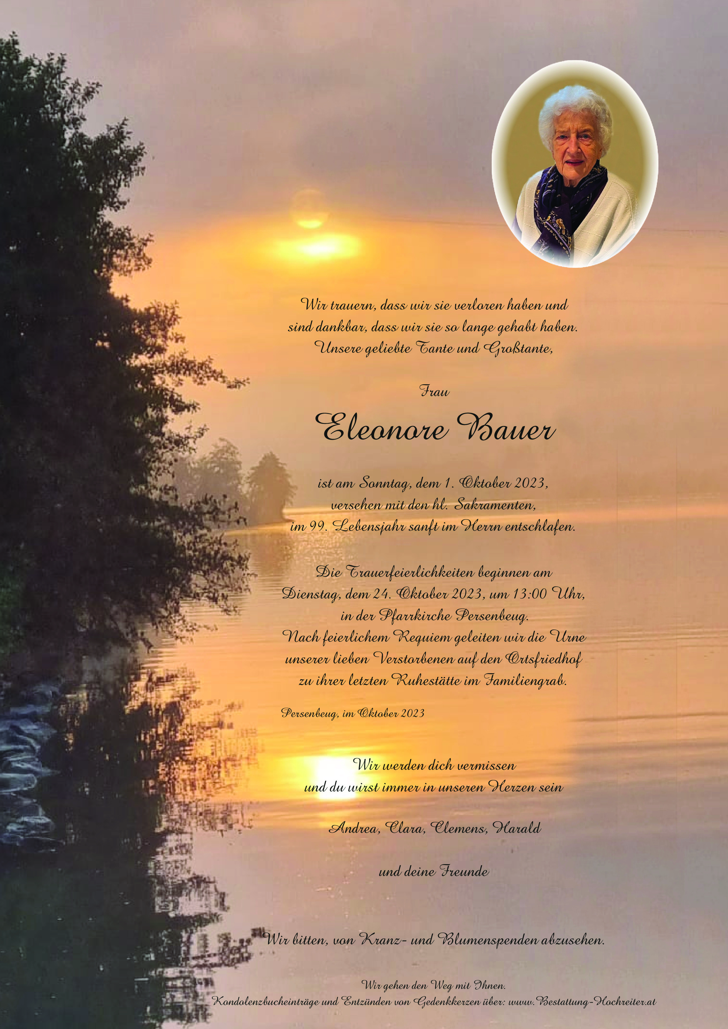 Traueranzeige von Eleonore  Bauer