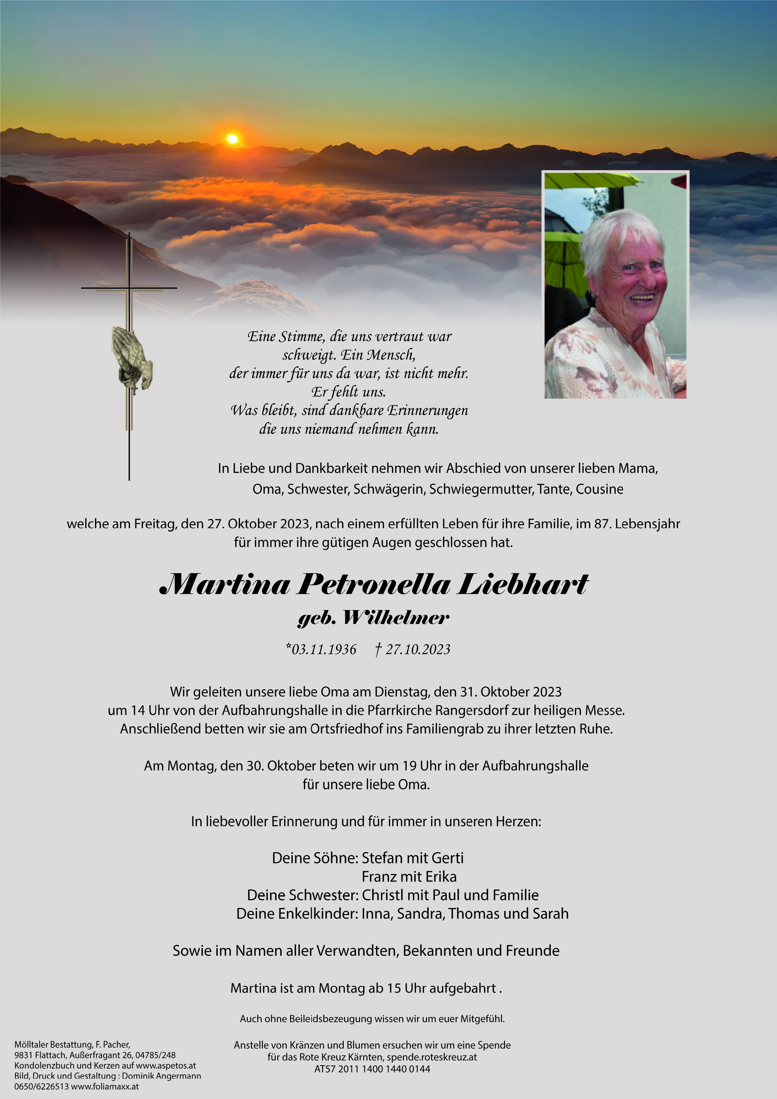 Traueranzeige von Martina Liebhart