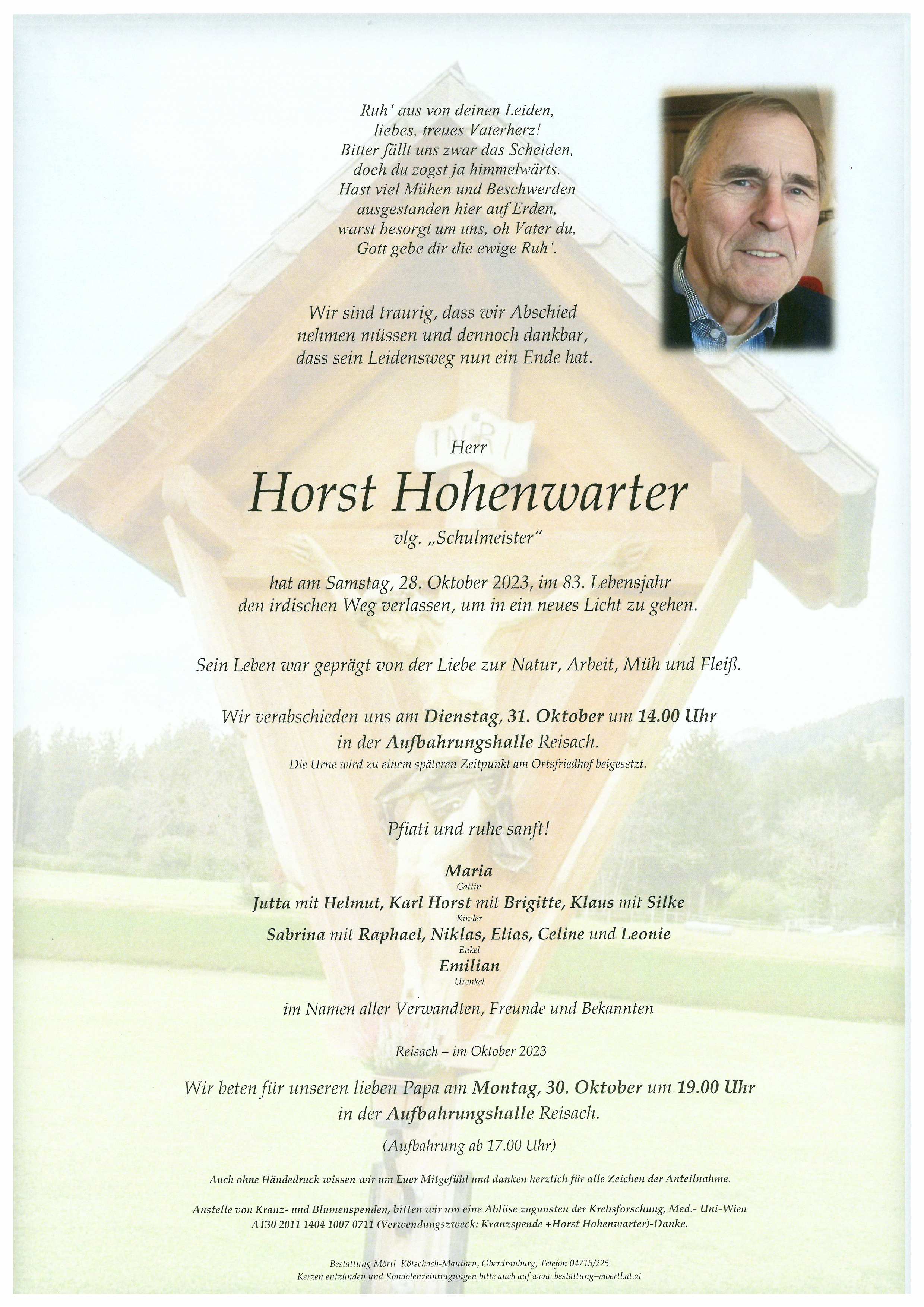 Traueranzeige von Horst  Hohenwarter