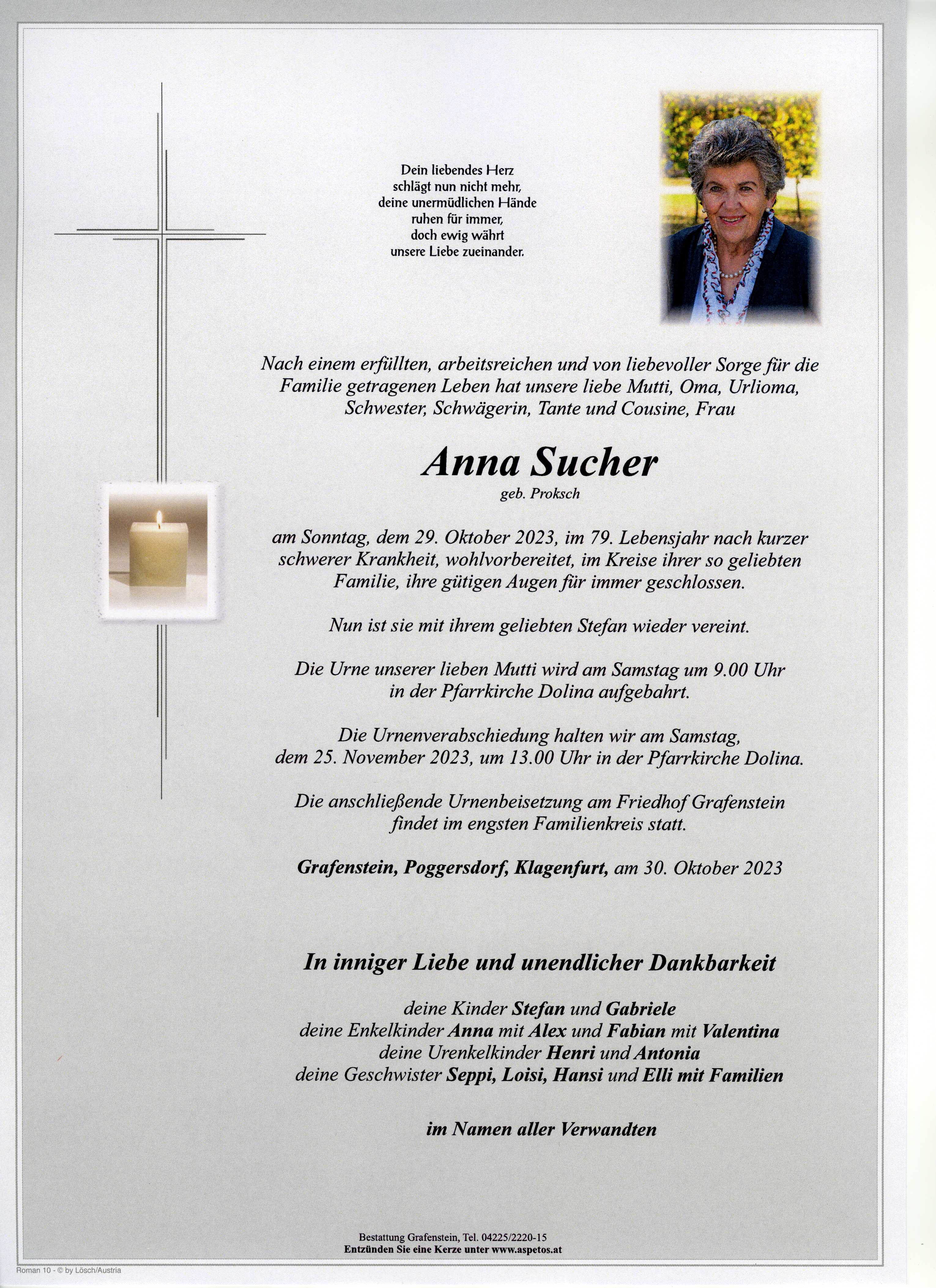 Traueranzeige von Anna Sucher