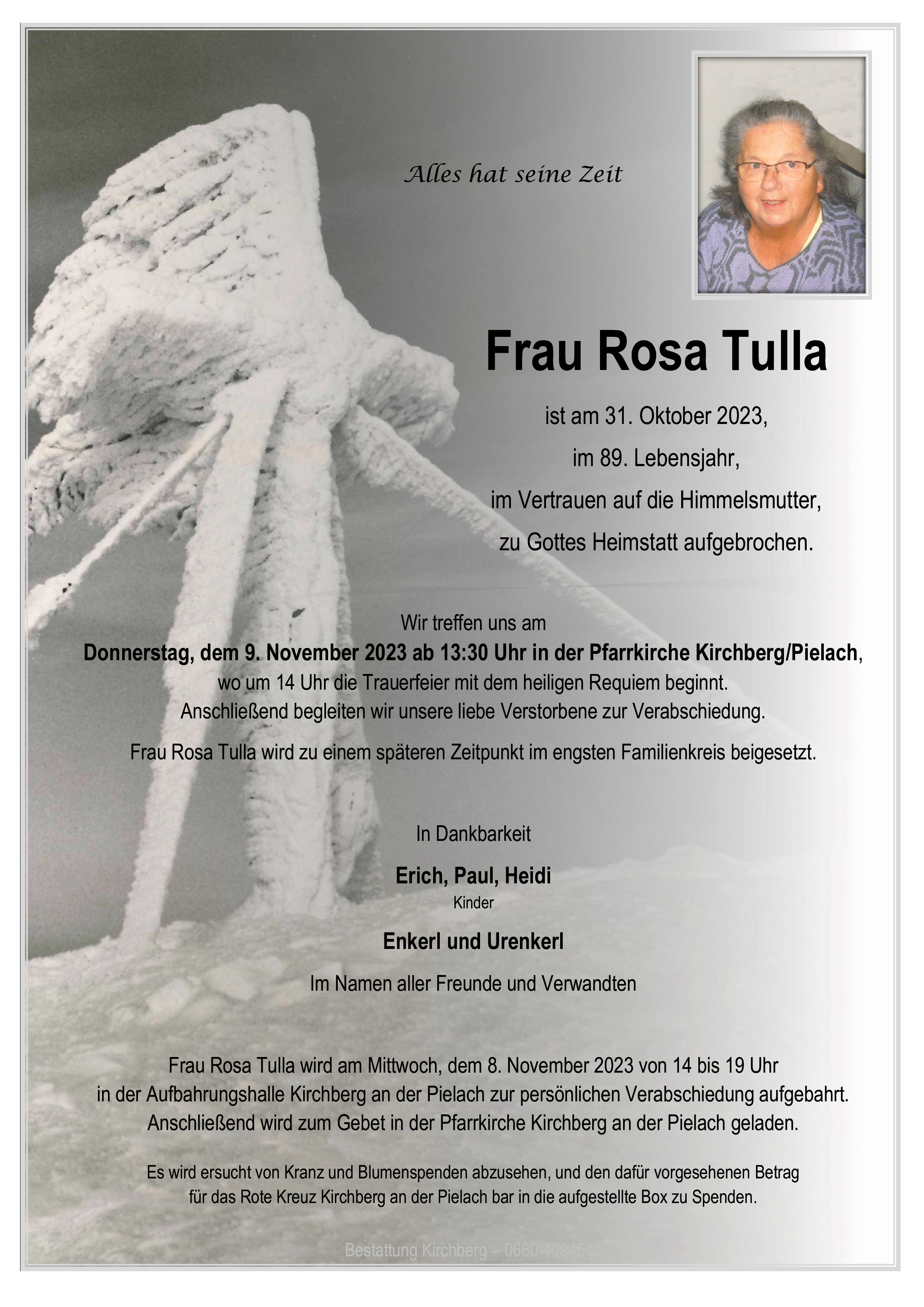 Traueranzeige von Rosa Tulla