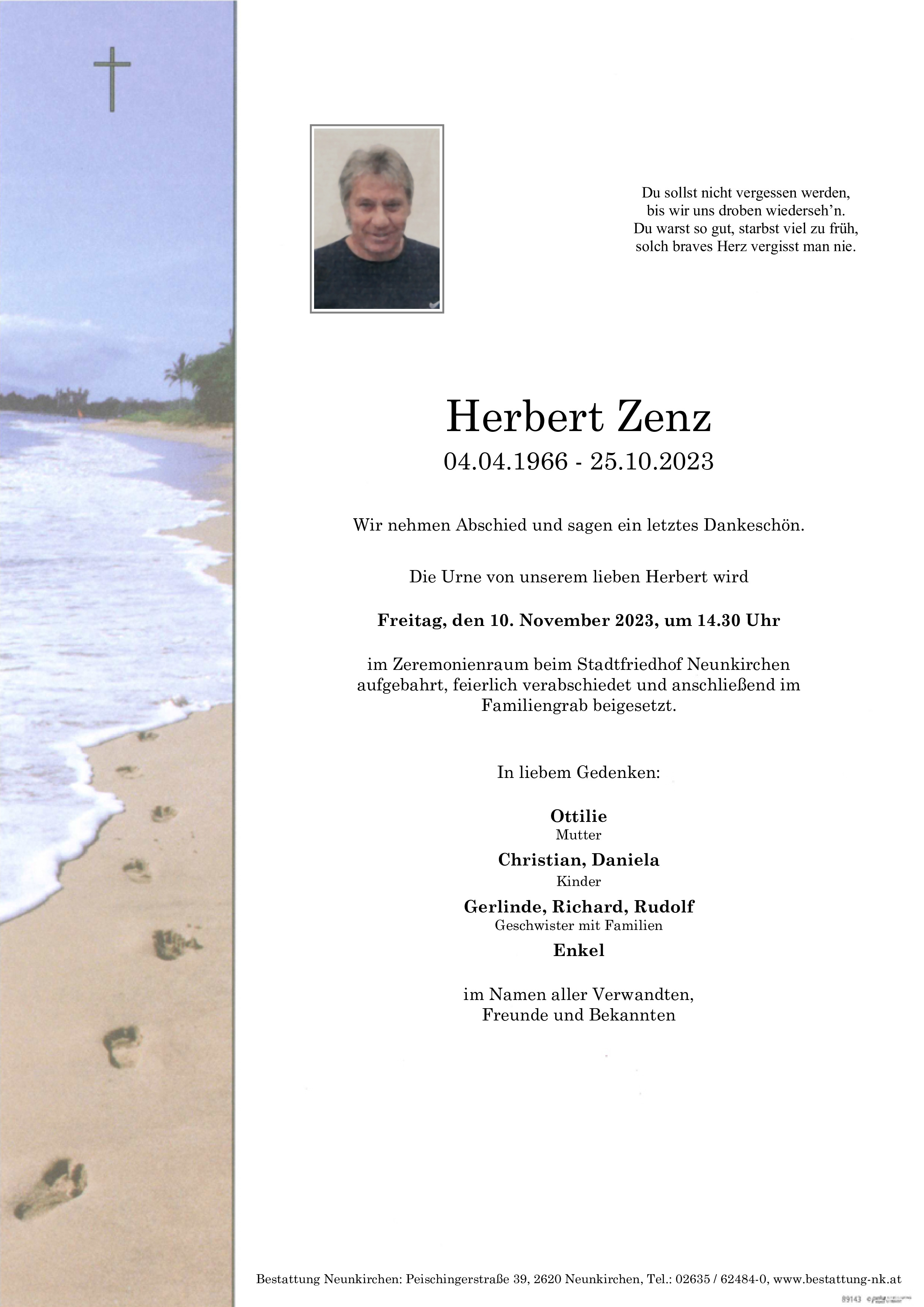 Traueranzeige von Herbert Zenz