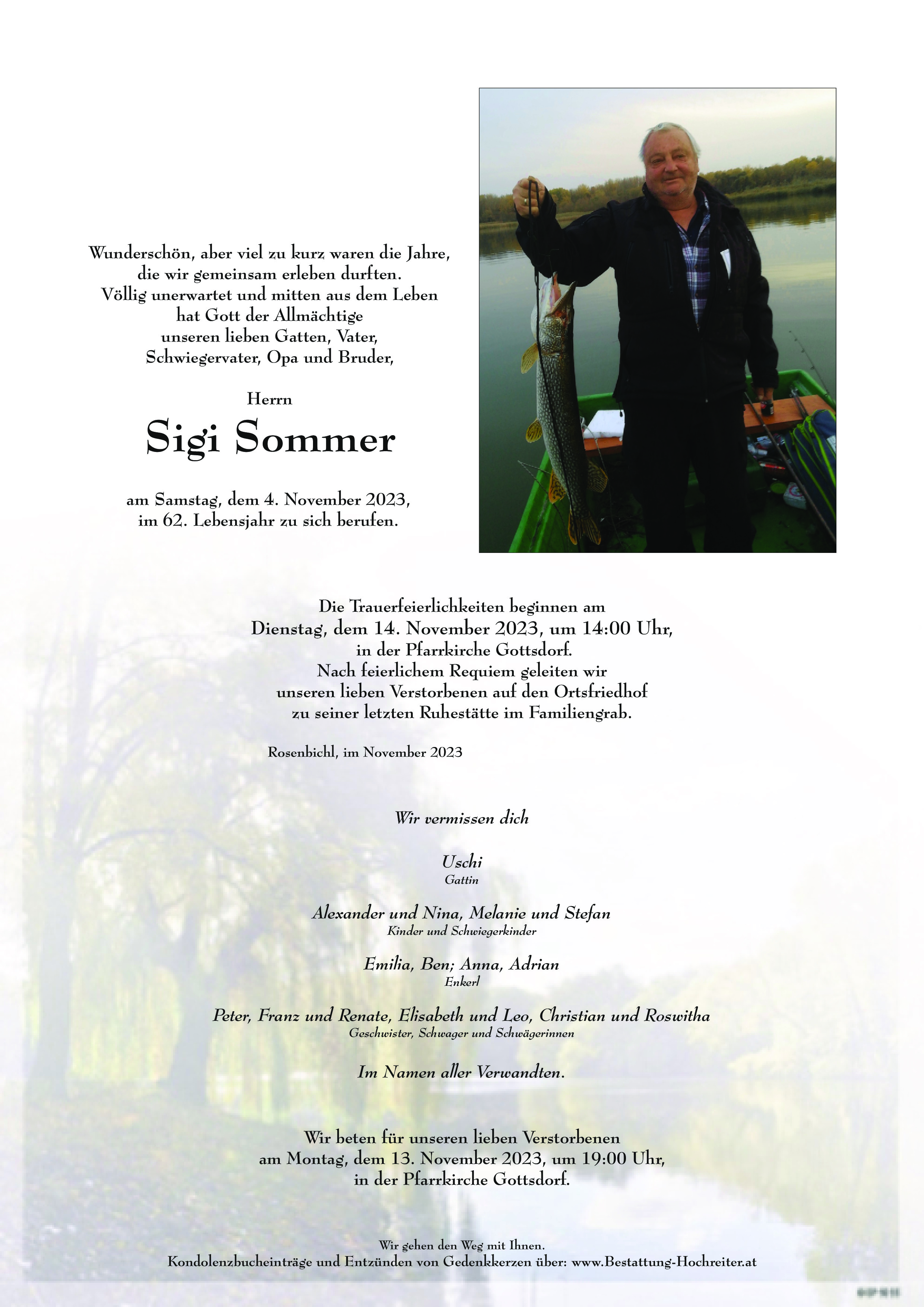 Traueranzeige von Siegfried Sommer