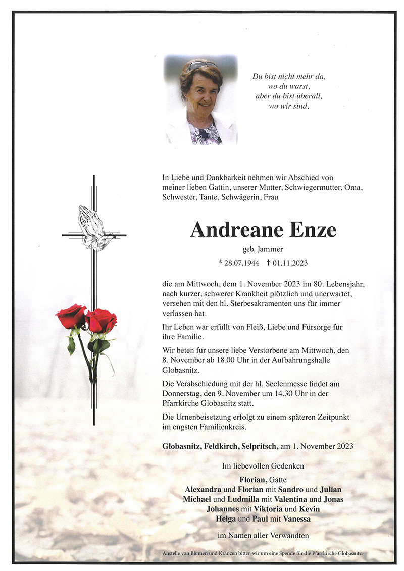 Traueranzeige von Andreane Enze