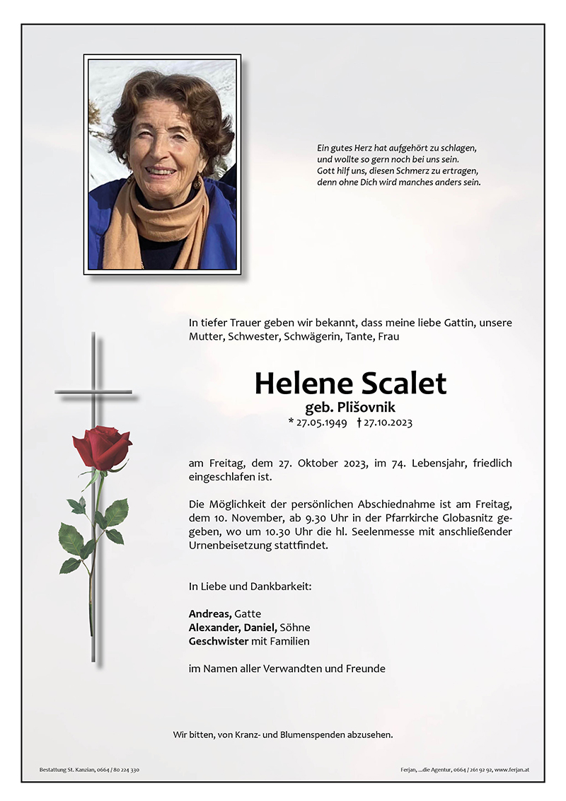 Traueranzeige von Helene Scalet