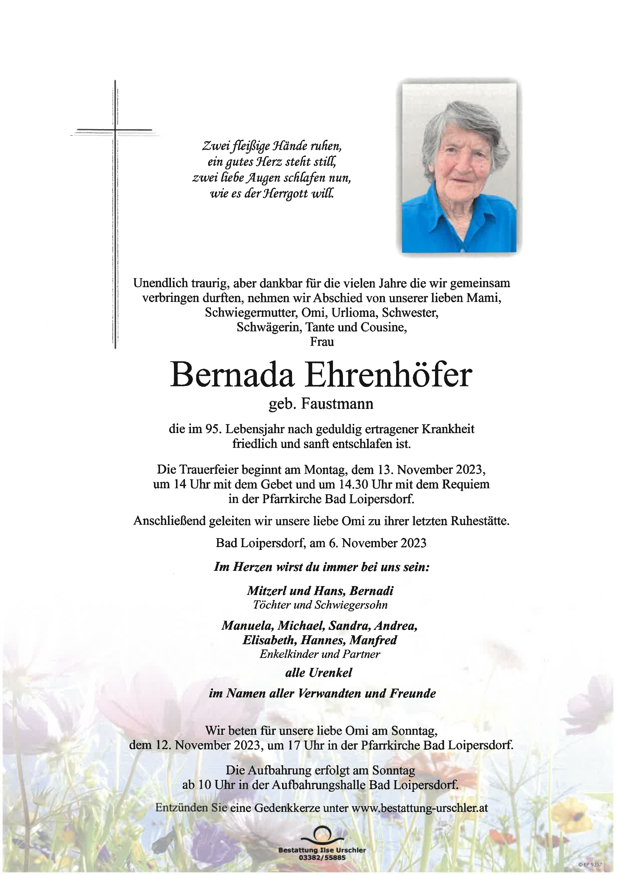 Traueranzeige von Bernada Ehrenhöfer