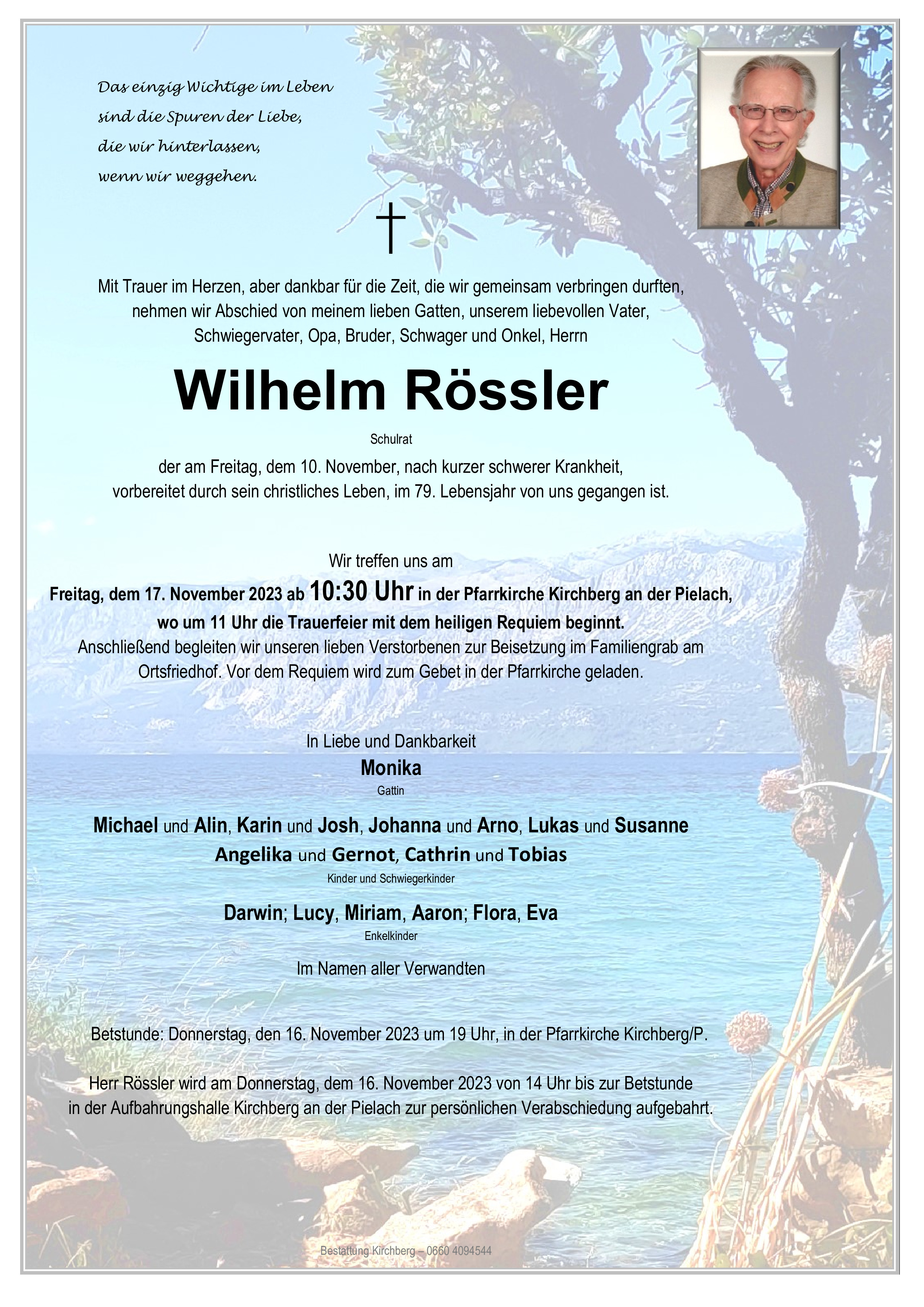Traueranzeige von SR Wilhelm Rössler