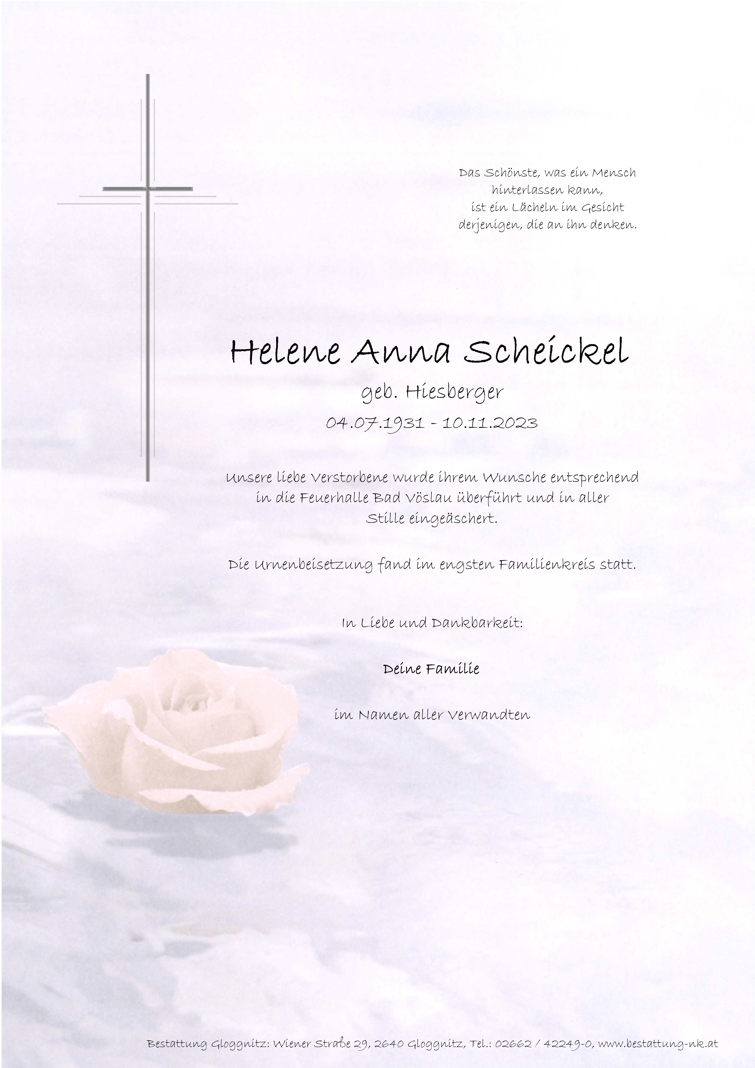 Traueranzeige von Helene Anna Scheickel