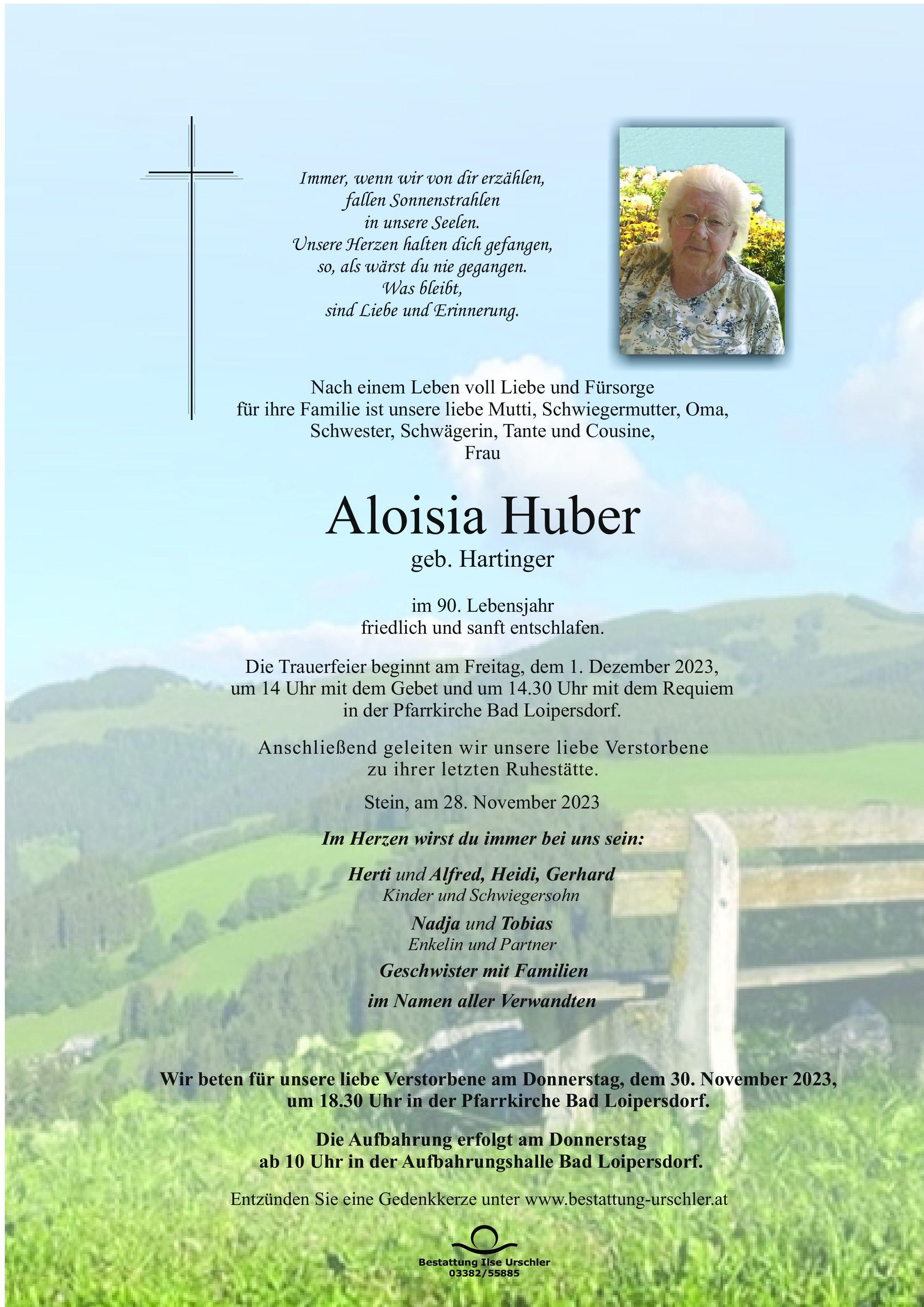 Traueranzeige von Aloisia Huber