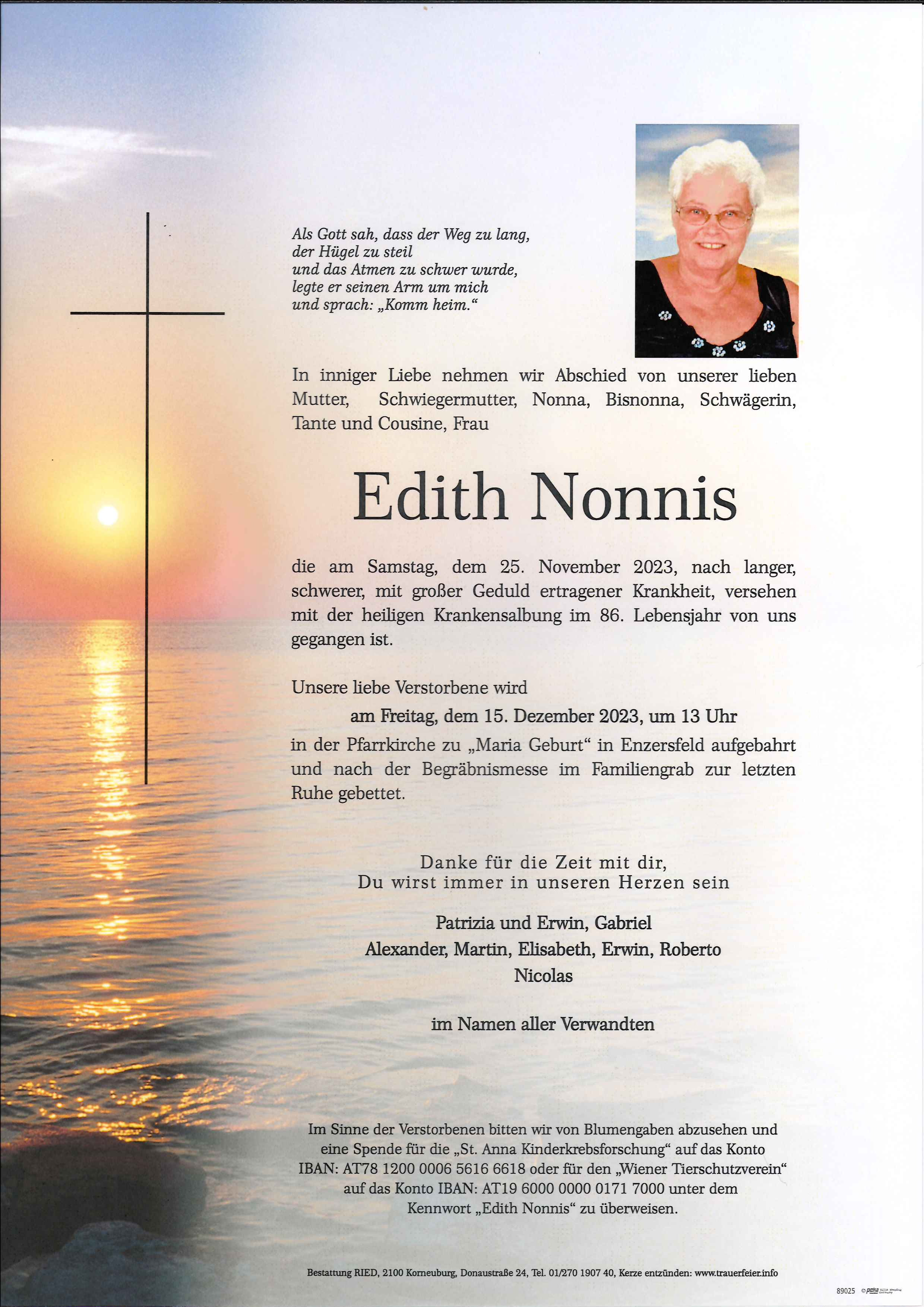 Traueranzeige von Edith Nonnis