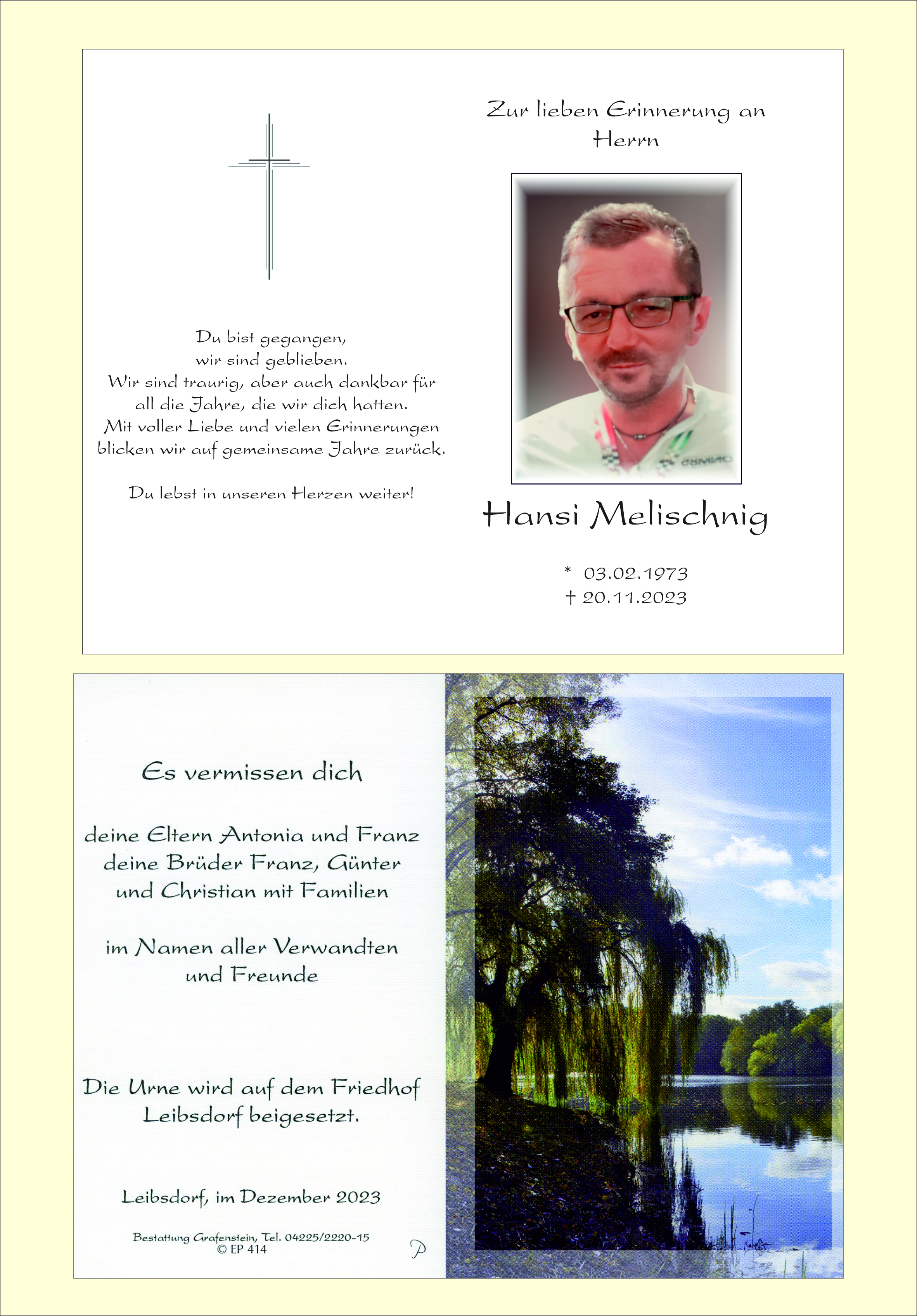 Traueranzeige von Johann Melischnig