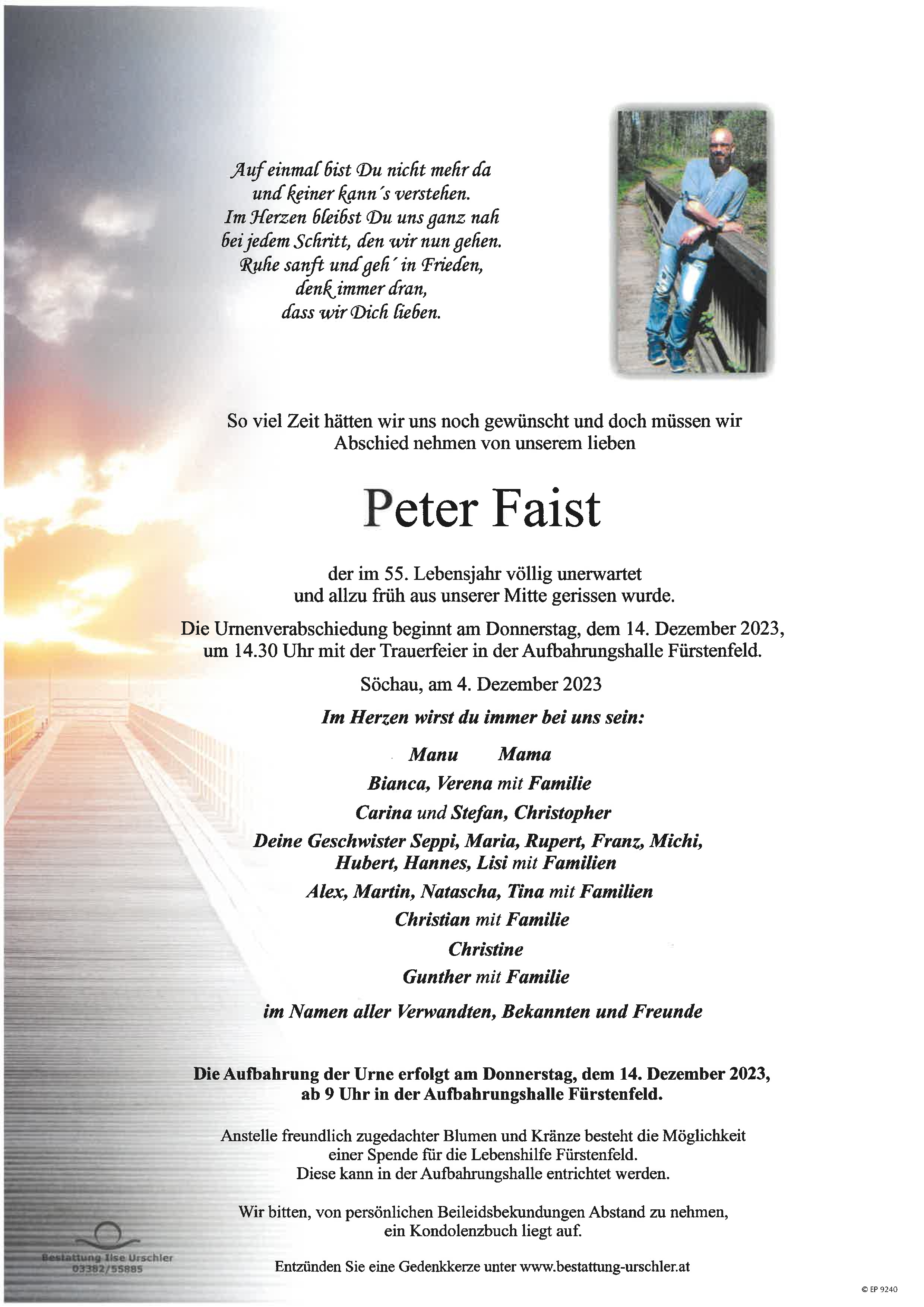 Traueranzeige von Peter Faist