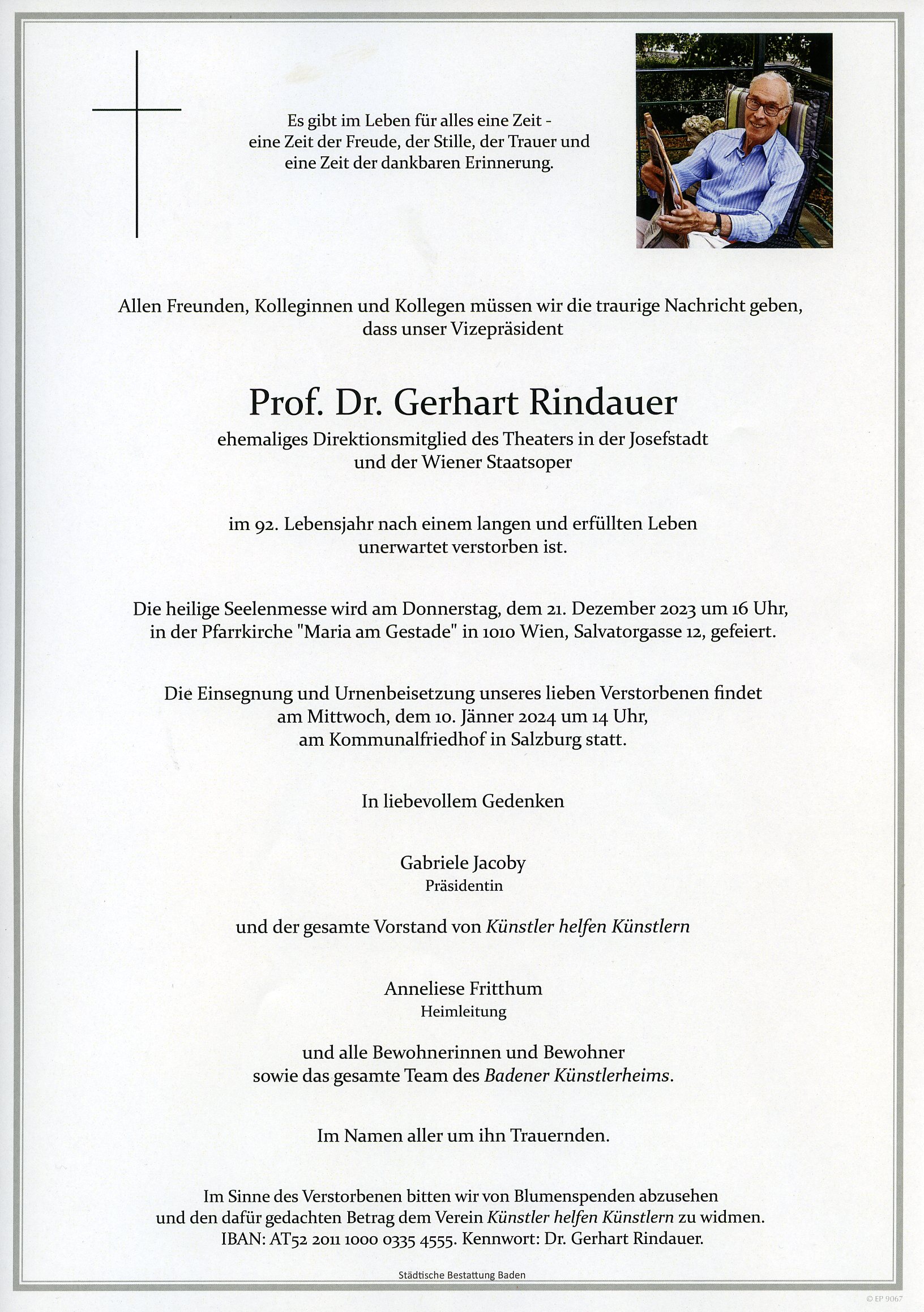 Traueranzeige von Prof. Dr. Gerhart Rindauer