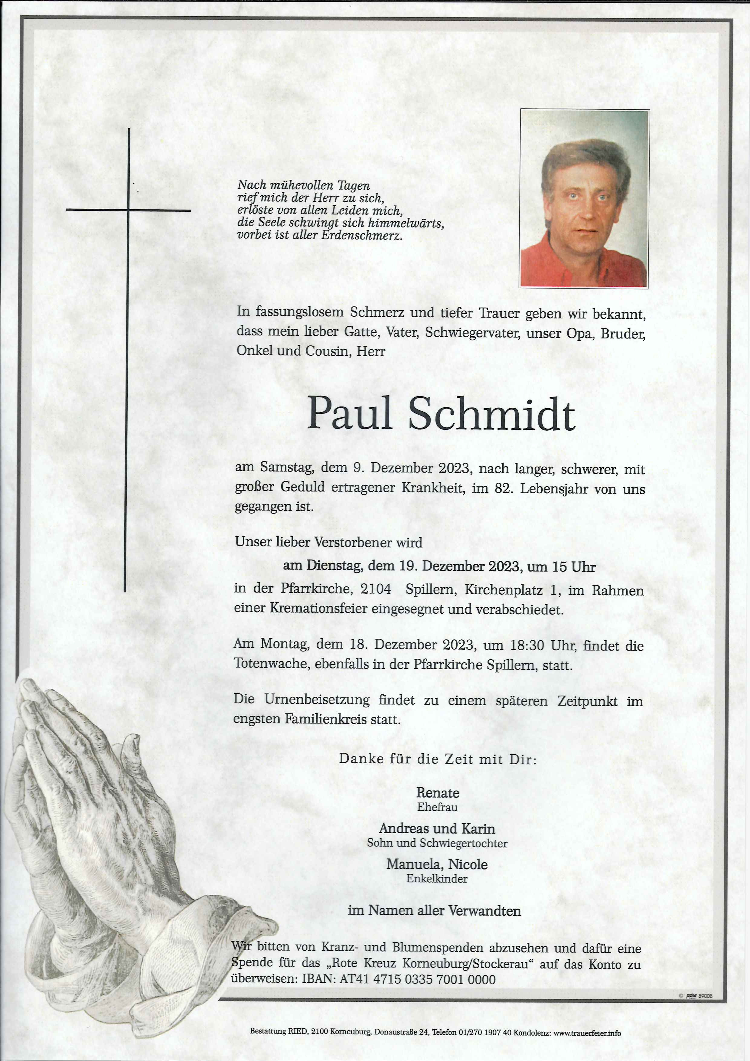 Traueranzeige von Paul Schmidt